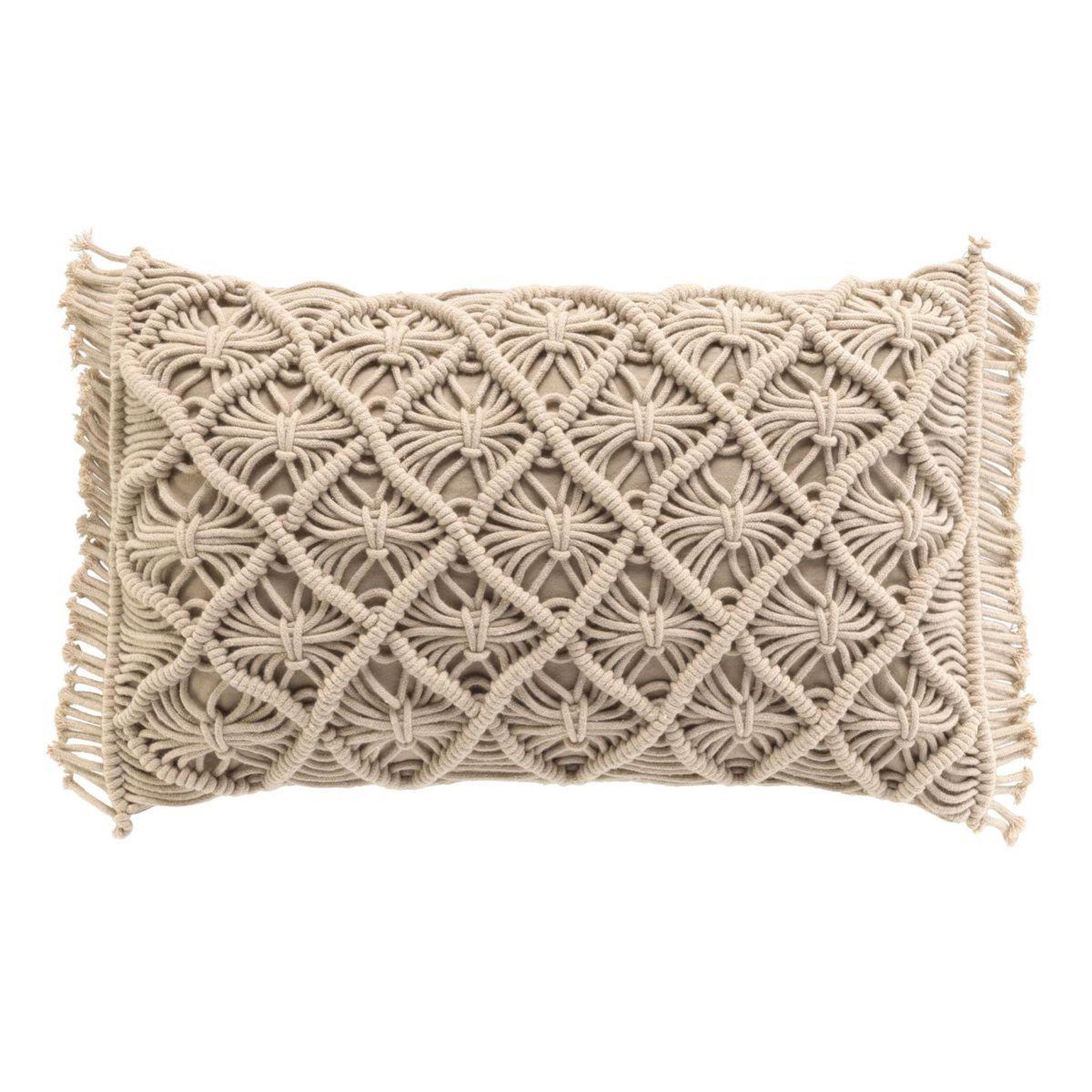 Douceur d'Intérieur Coussin déco macramé  indy  30x50cm naturel