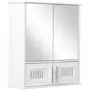 KLEANKIN Armoire murale de salle de bain avec miroir - armoire à glace - placard de rangement toilettes - 4 portes, étagère - verre MDF blanc