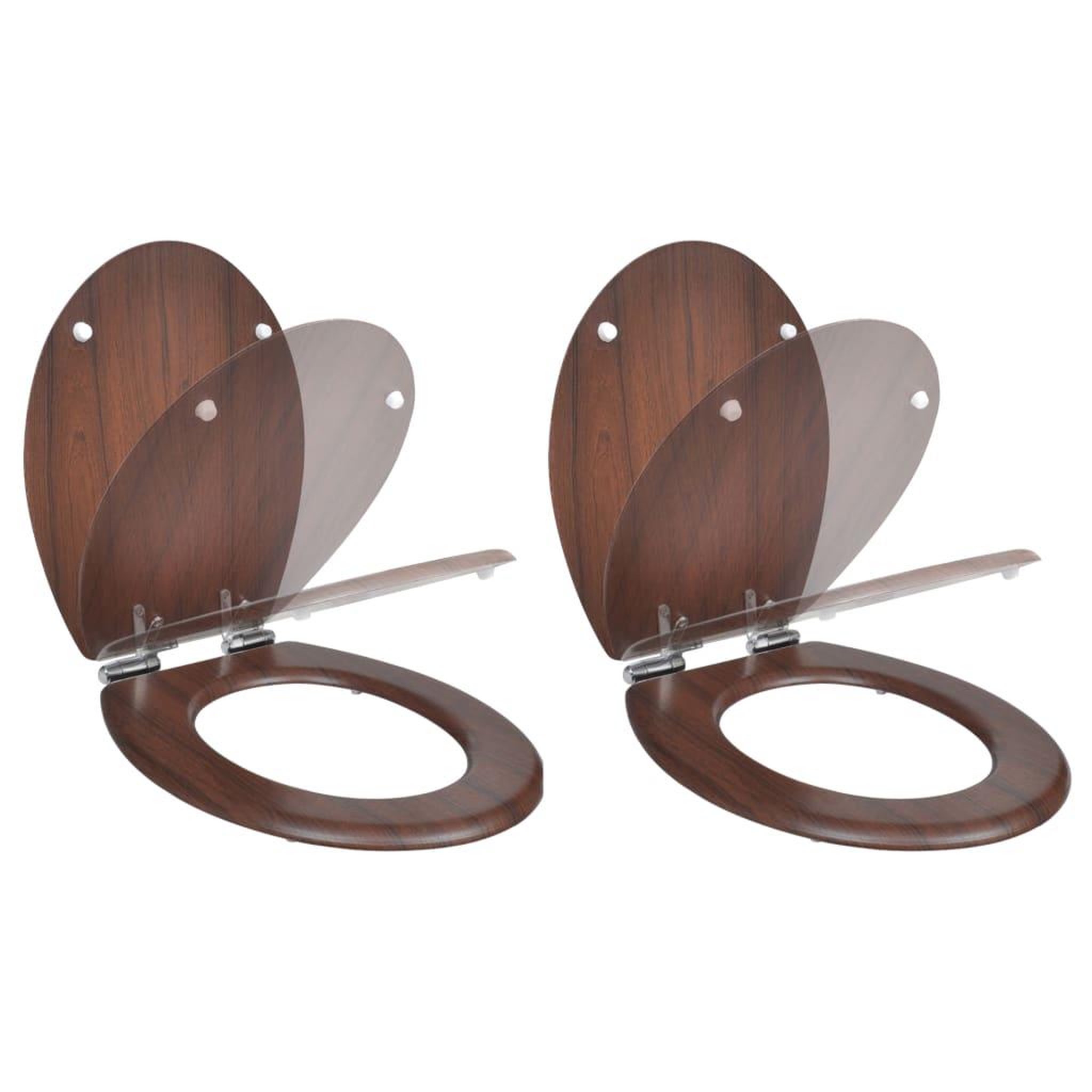 Voir la diapositive 1 : VIDAXL Sieges de toilette avec couvercles 2 pcs MDF Marron