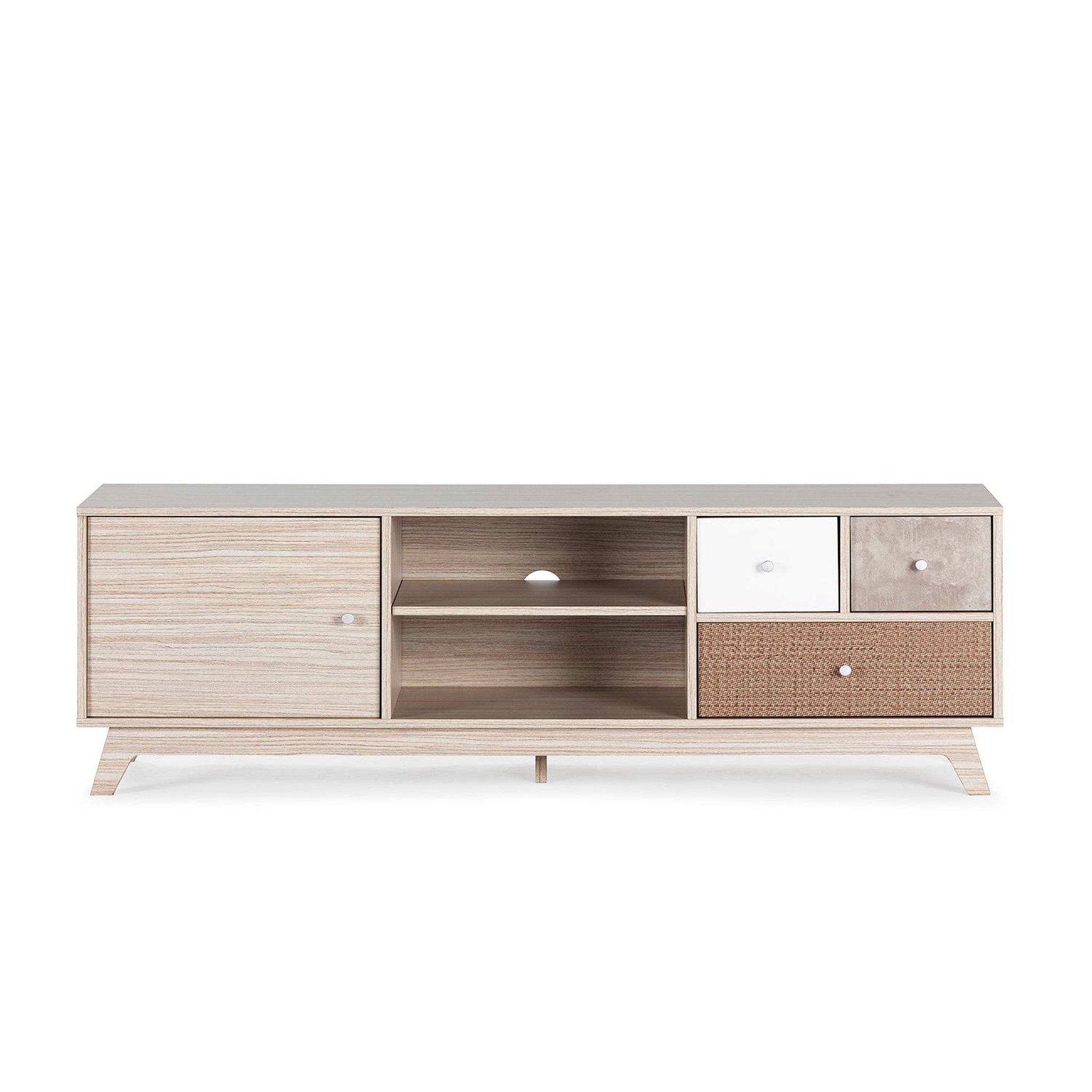 Voir la diapositive 4 : VS VENTA-STOCK Meuble TV Maia 1 porte et 3 tiroirs multicolores