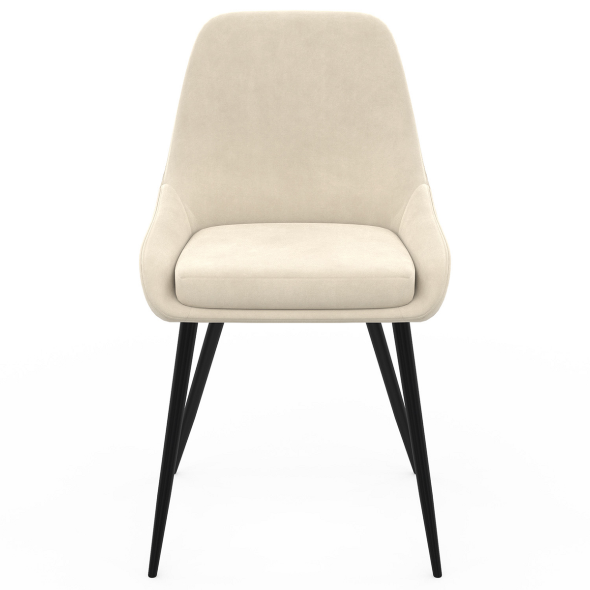 ID MARKET Lot de 4 chaises THALYA en velours beige avec accoudoirs