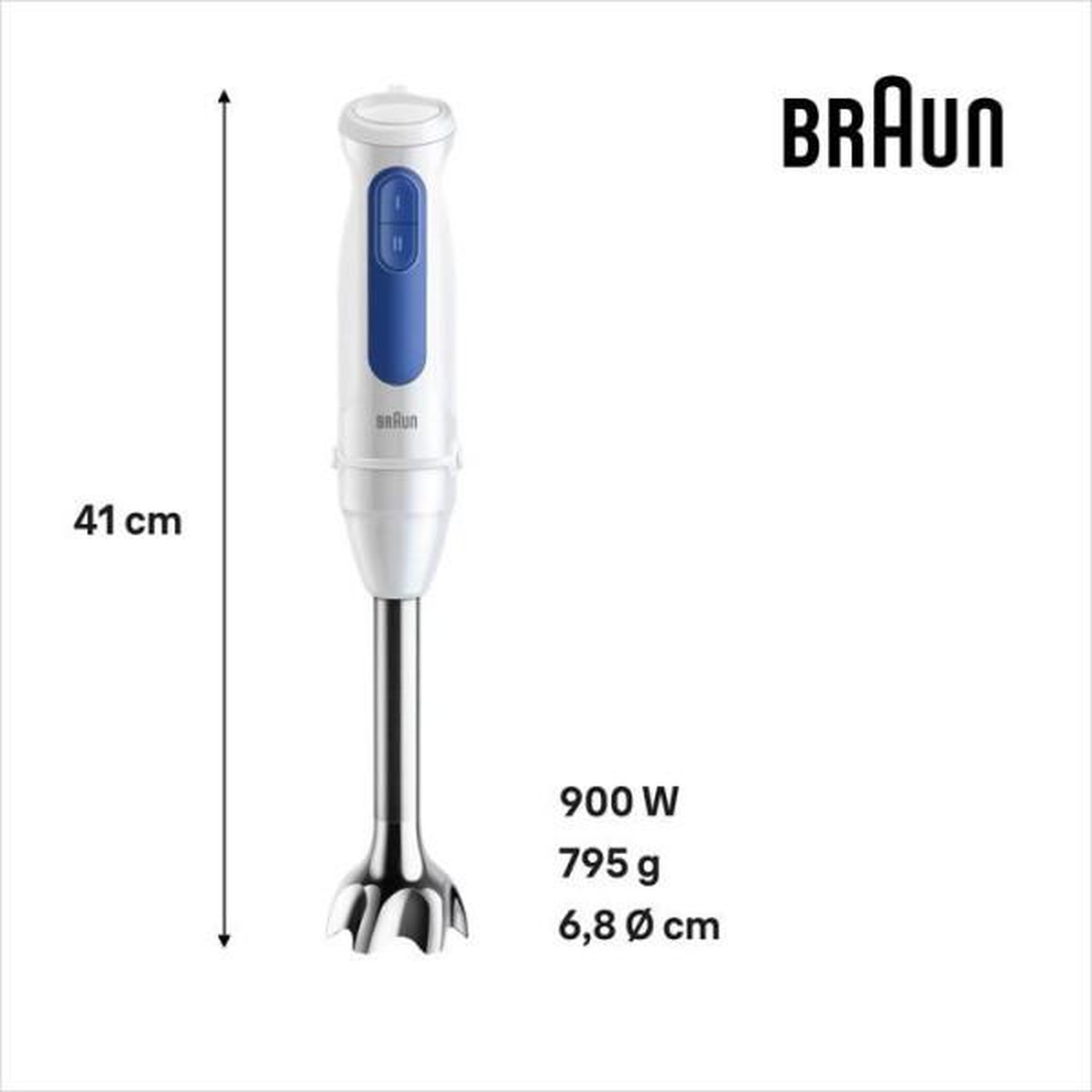 Voir la diapositive 5 : BRAUN Mixeur Electrique  plongeant - BRAUN - MultiQuick MQ10.202M - 450 W - 1 vitesse - Blanc