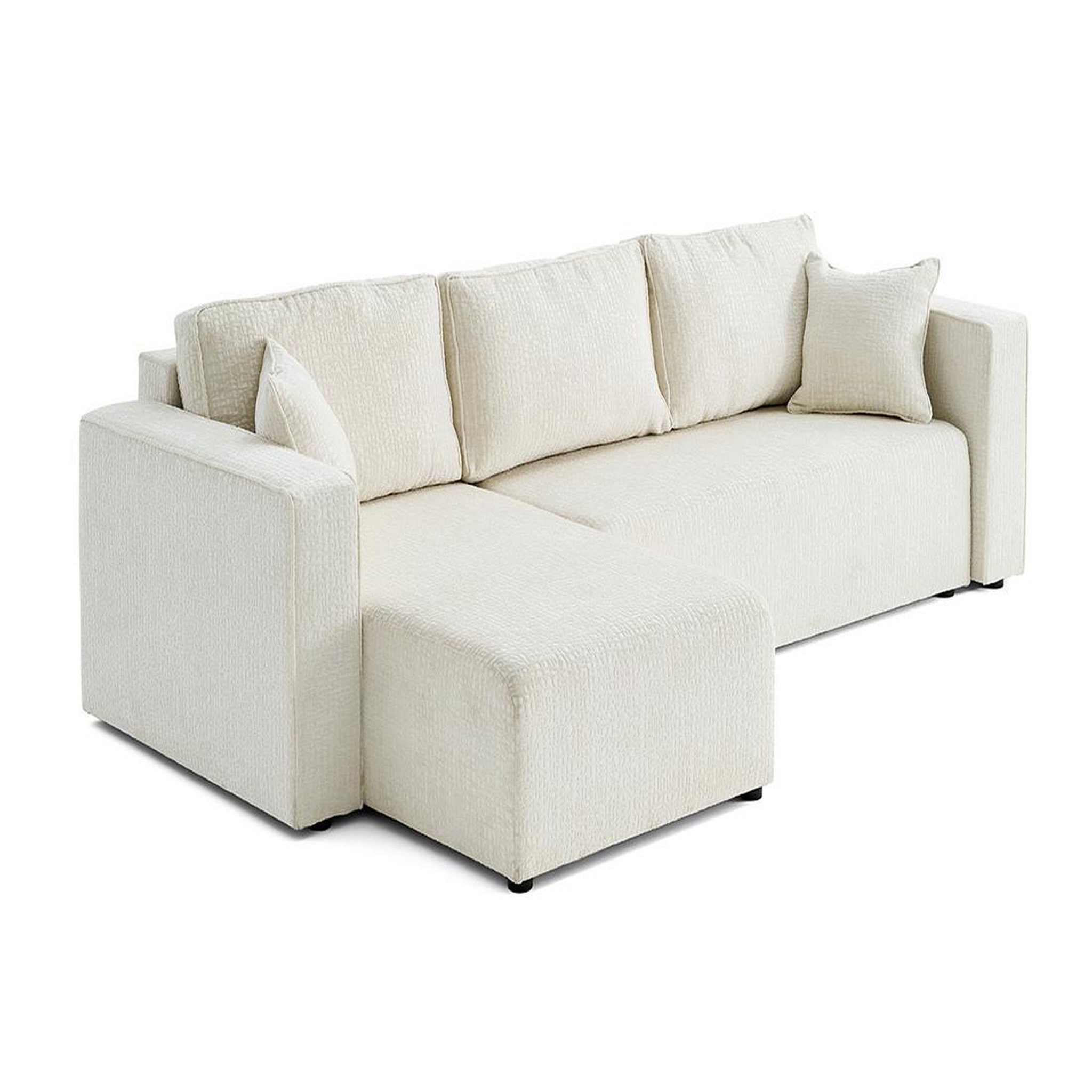 Voir la diapositive 6 : BEST MOBILIER Topaze - canapé d'angle réversible - 4 places - convertible avec coffre - en tissu velours relief