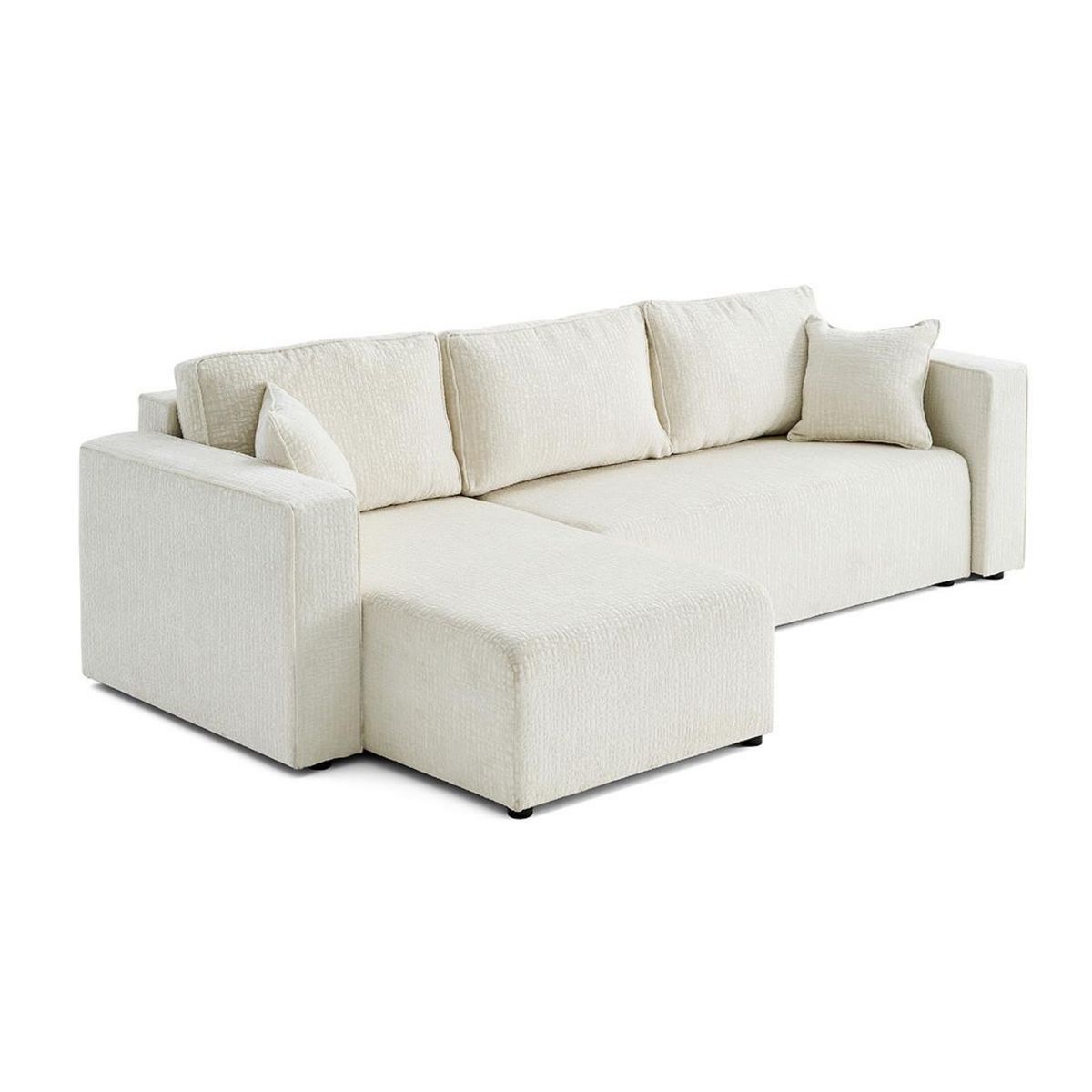 BEST MOBILIER Topaze - canapé d'angle réversible - 4 places - convertible avec coffre - en tissu velours relief
