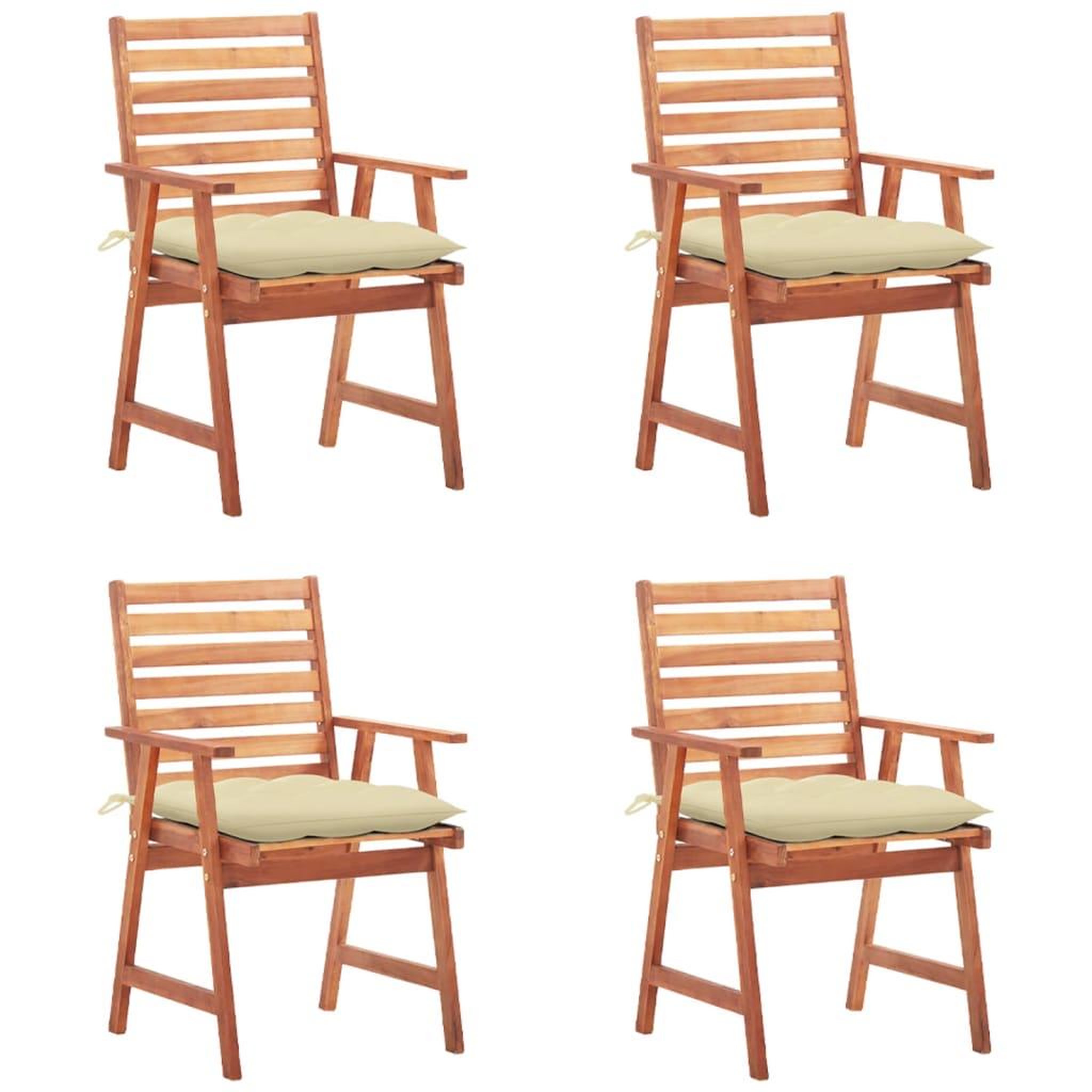 Voir la diapositive 1 : VIDAXL Chaises a manger d'exterieur lot de 4 et coussins Acacia massif