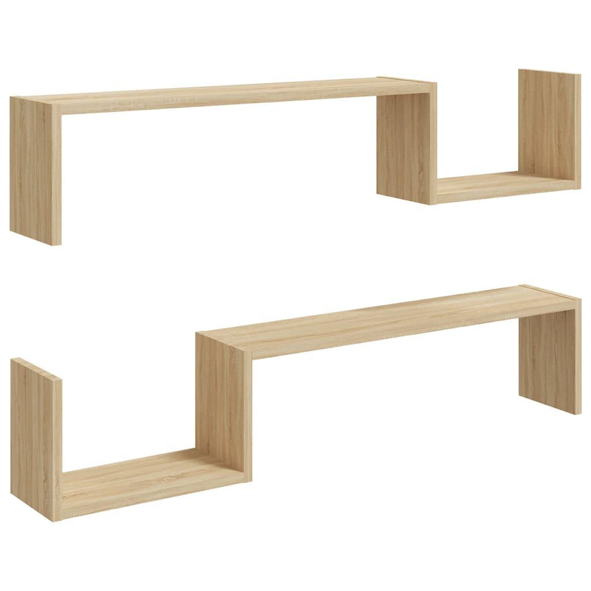 Voir la diapositive 2 : VIDAXL Etageres murales 2 pcs chene sonoma 100x15x20cm bois ingenierie