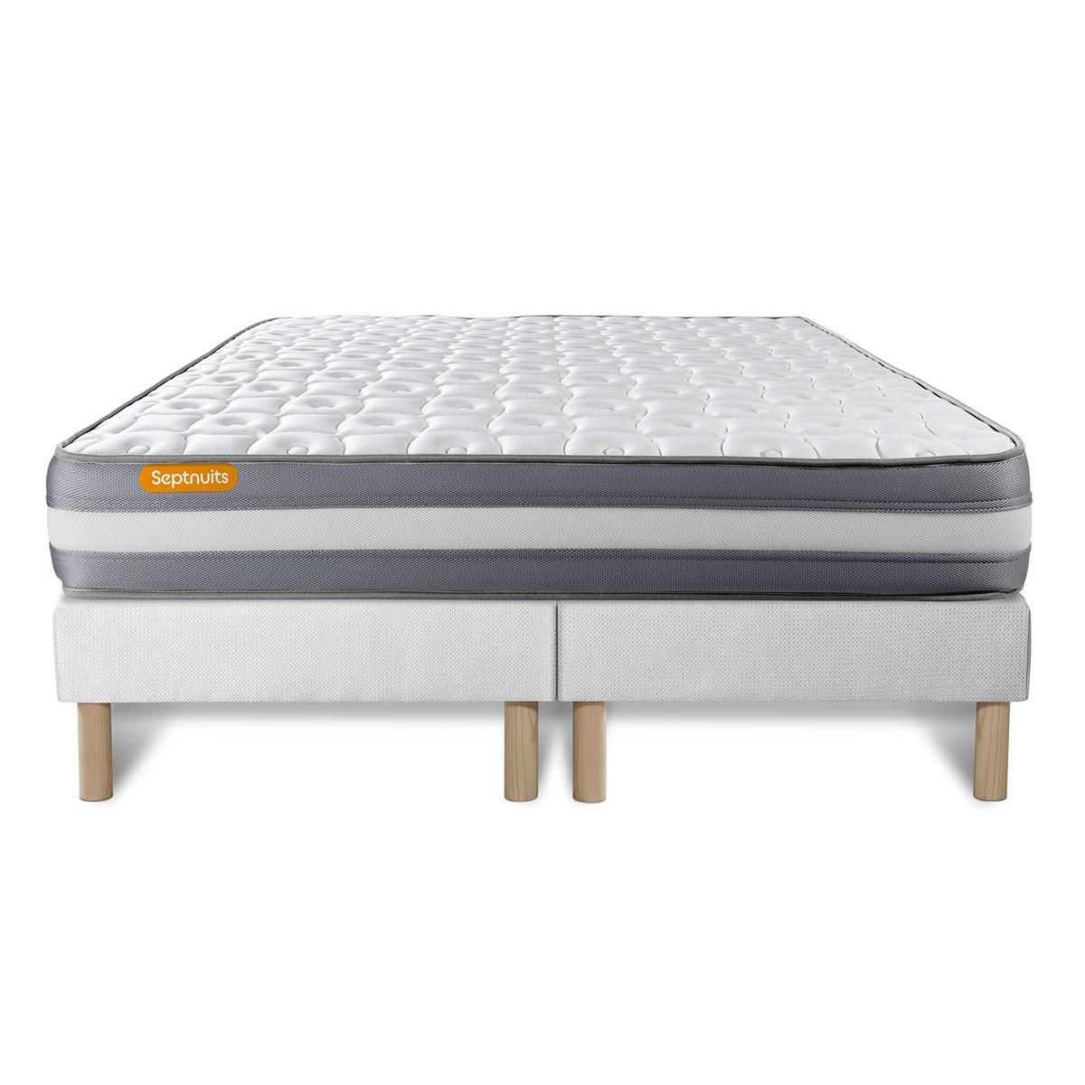 SEPTNUITS Matelas + double sommiers Memo Plus Mémoire de forme 3 zones
