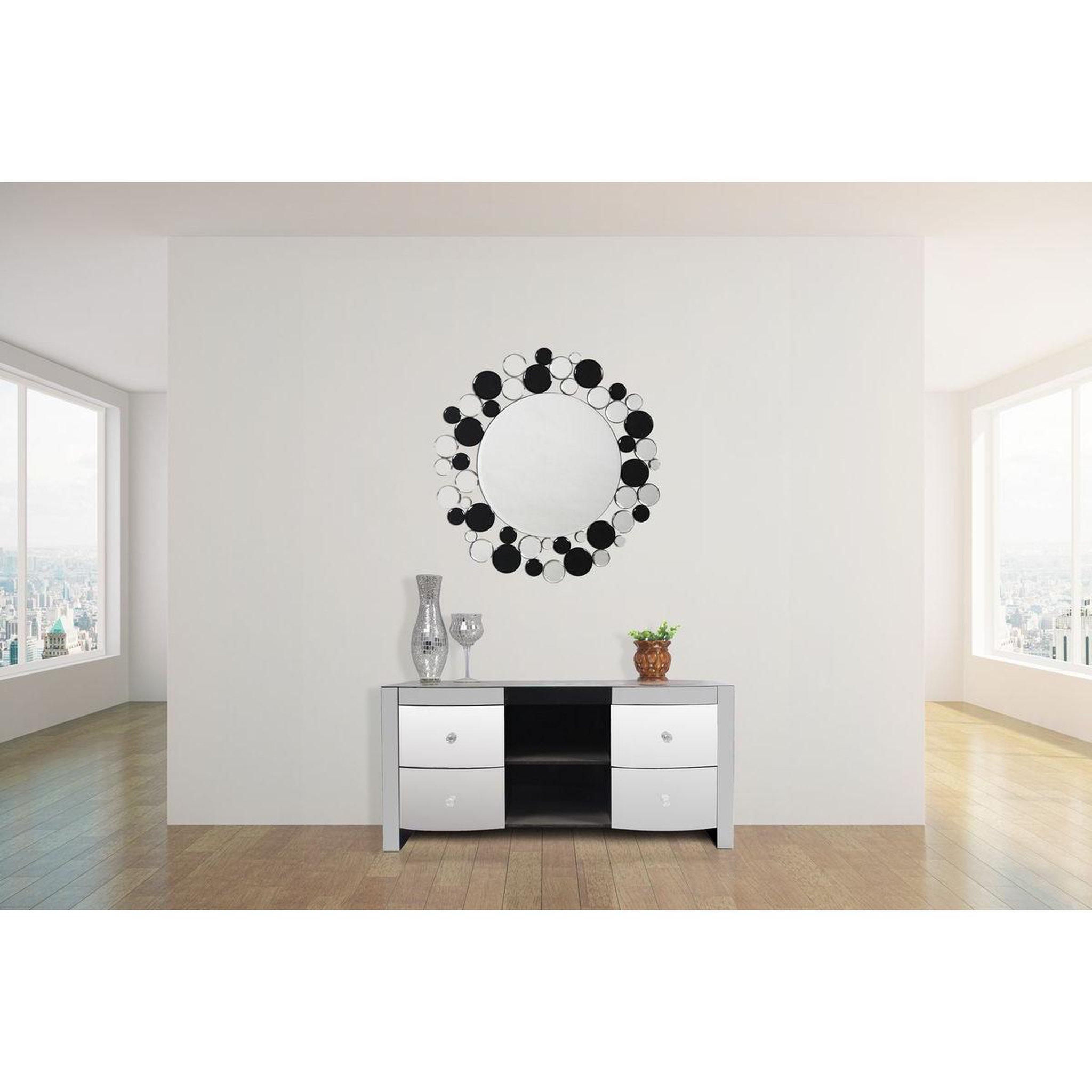 Voir la diapositive 3 : Paris Prix Miroir mural design  bubble  80cm argent & noir