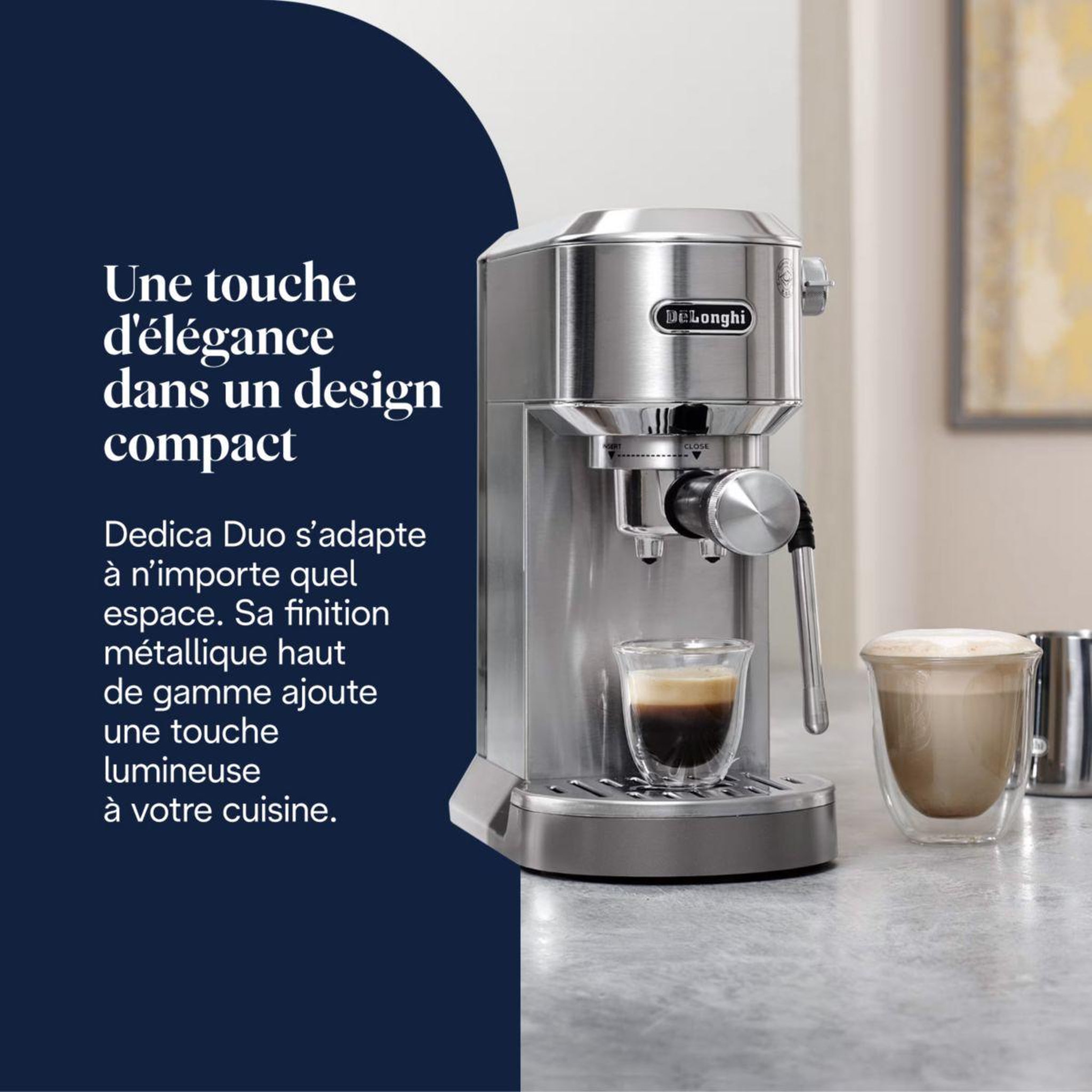 Voir la diapositive 2 : DELONGHI Machine à expresso ec890.m dedica duo métal