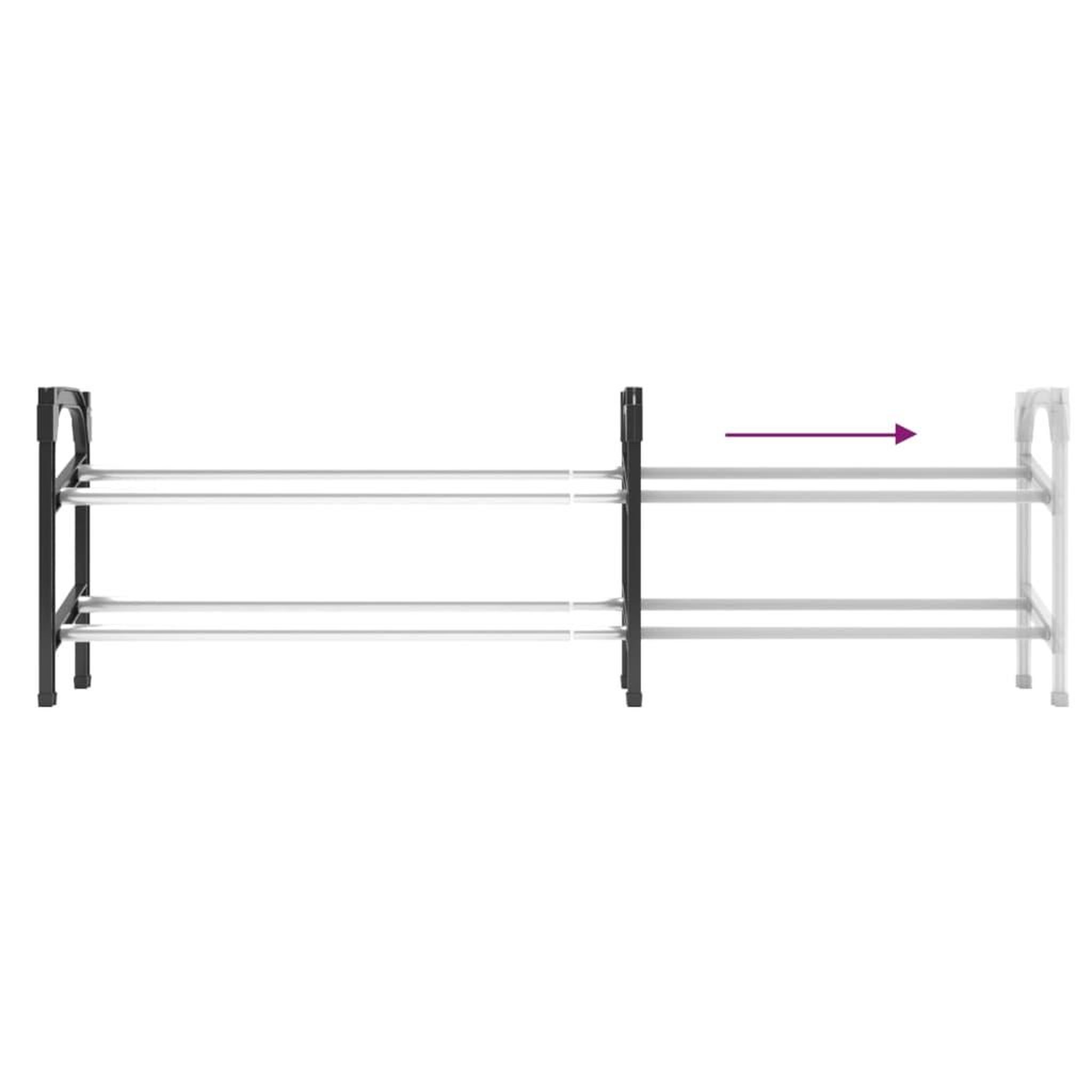 Voir la diapositive 5 : VIDAXL Meuble a chaussures extensible avec 2 etageres 119x24x37 cm