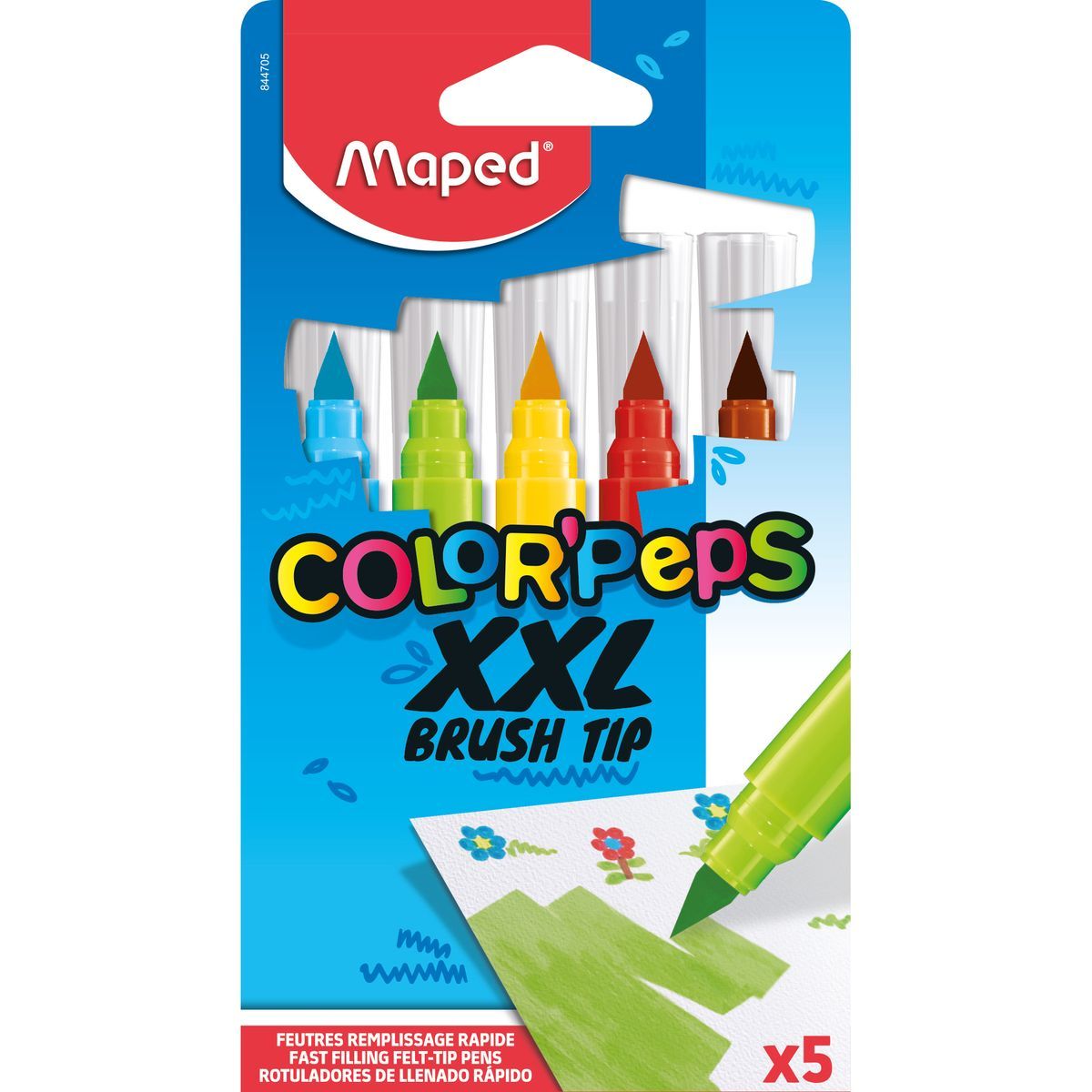 MAPED Etui de 5 feutres de remplissage rapide pointe fine Color'peps
