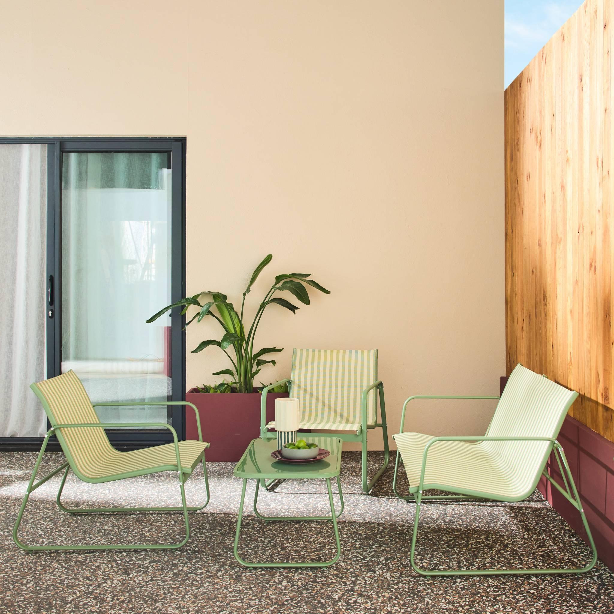 Voir la diapositive 2 : SWEEEK Salon de jardin en métal  et textilène pour 4 personnes, design
