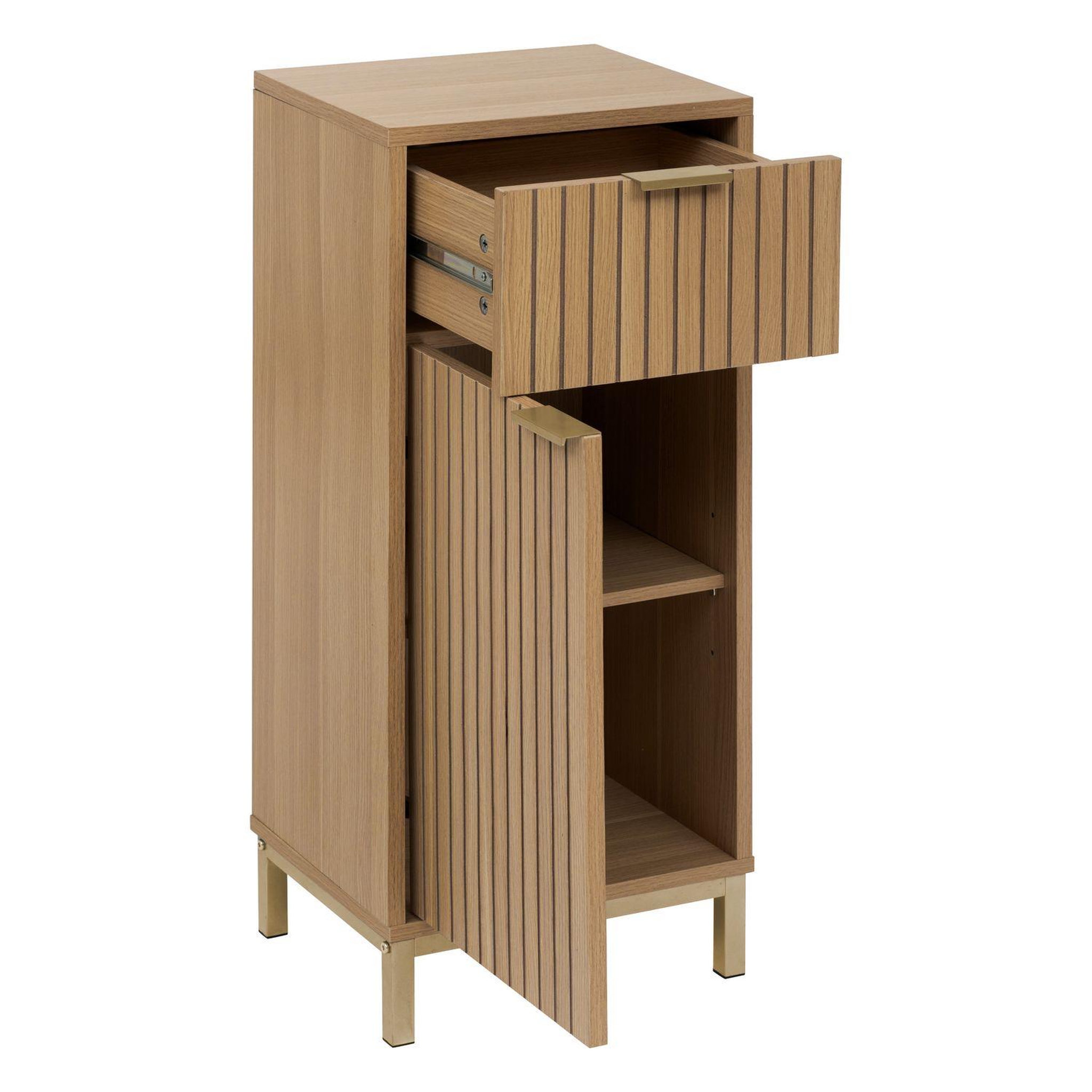 Voir la diapositive 4 : FIVE Meuble bas 1 porte et 1 tiroir en bois tasso - beige
