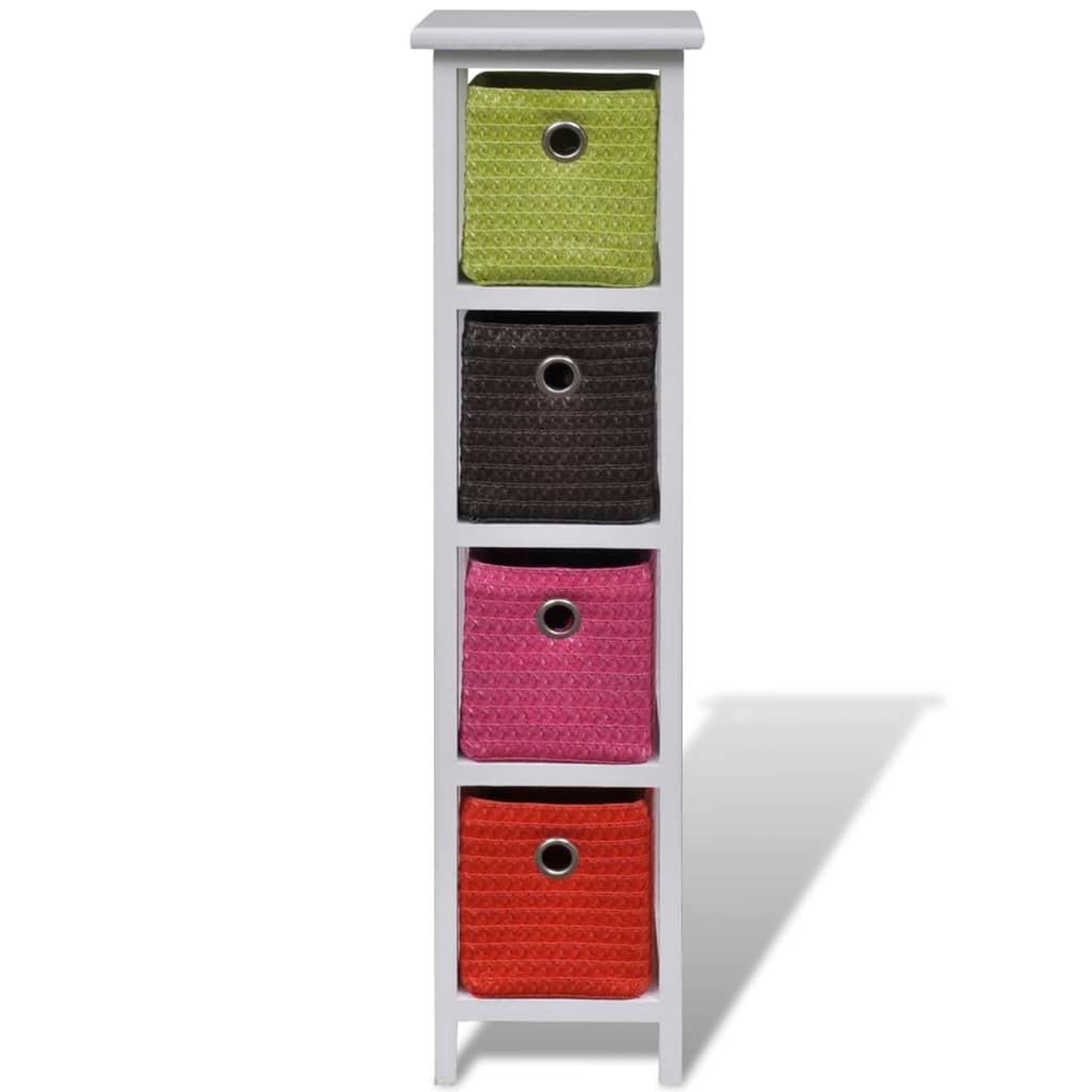 Voir la diapositive 2 : VIDAXL Etagere de rangement et paniers multicolores bois de paulownia