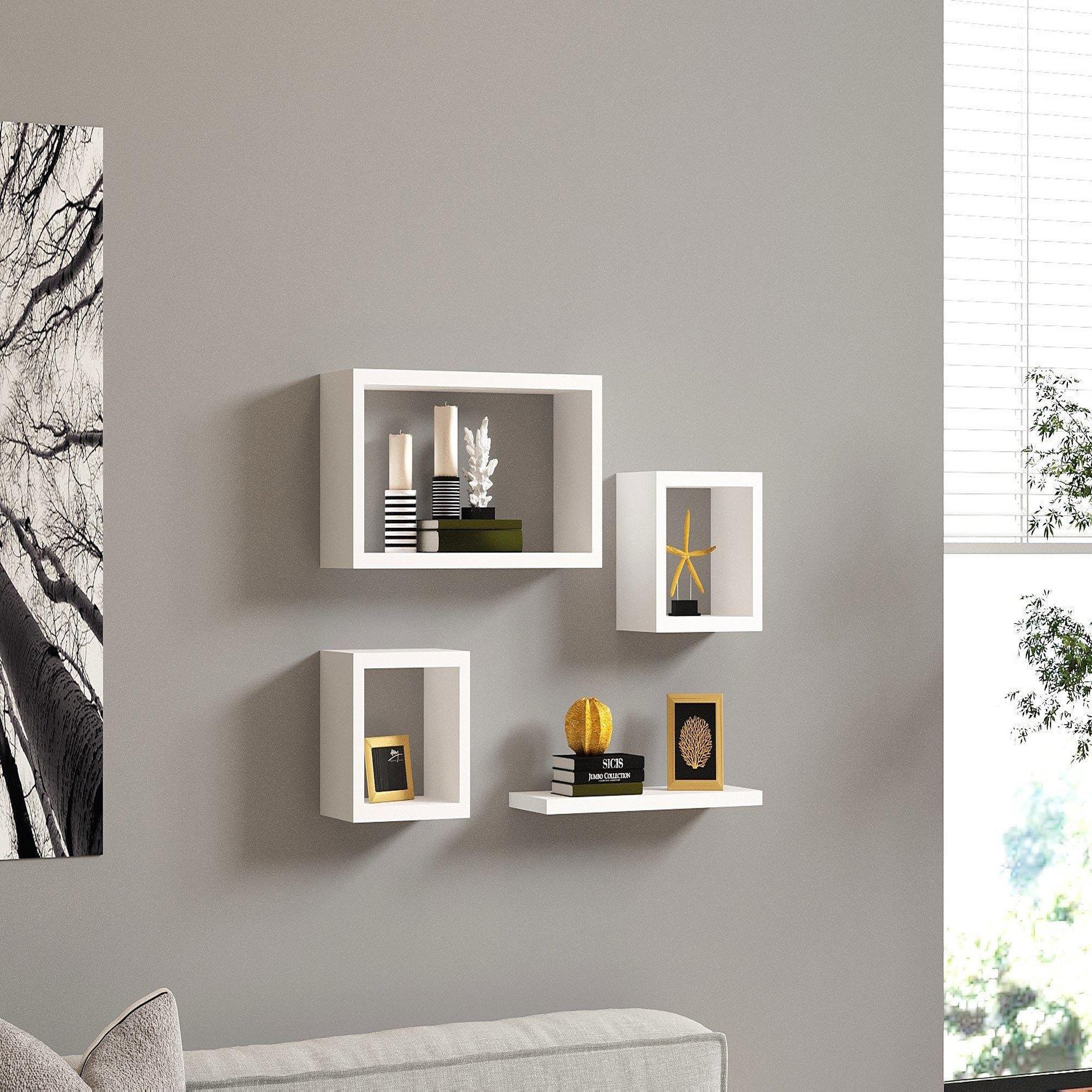 Voir la diapositive 2 : Habitat et Jardin Étagère murale en bois  babi  - 43 x 15 x 23 cm - blanc