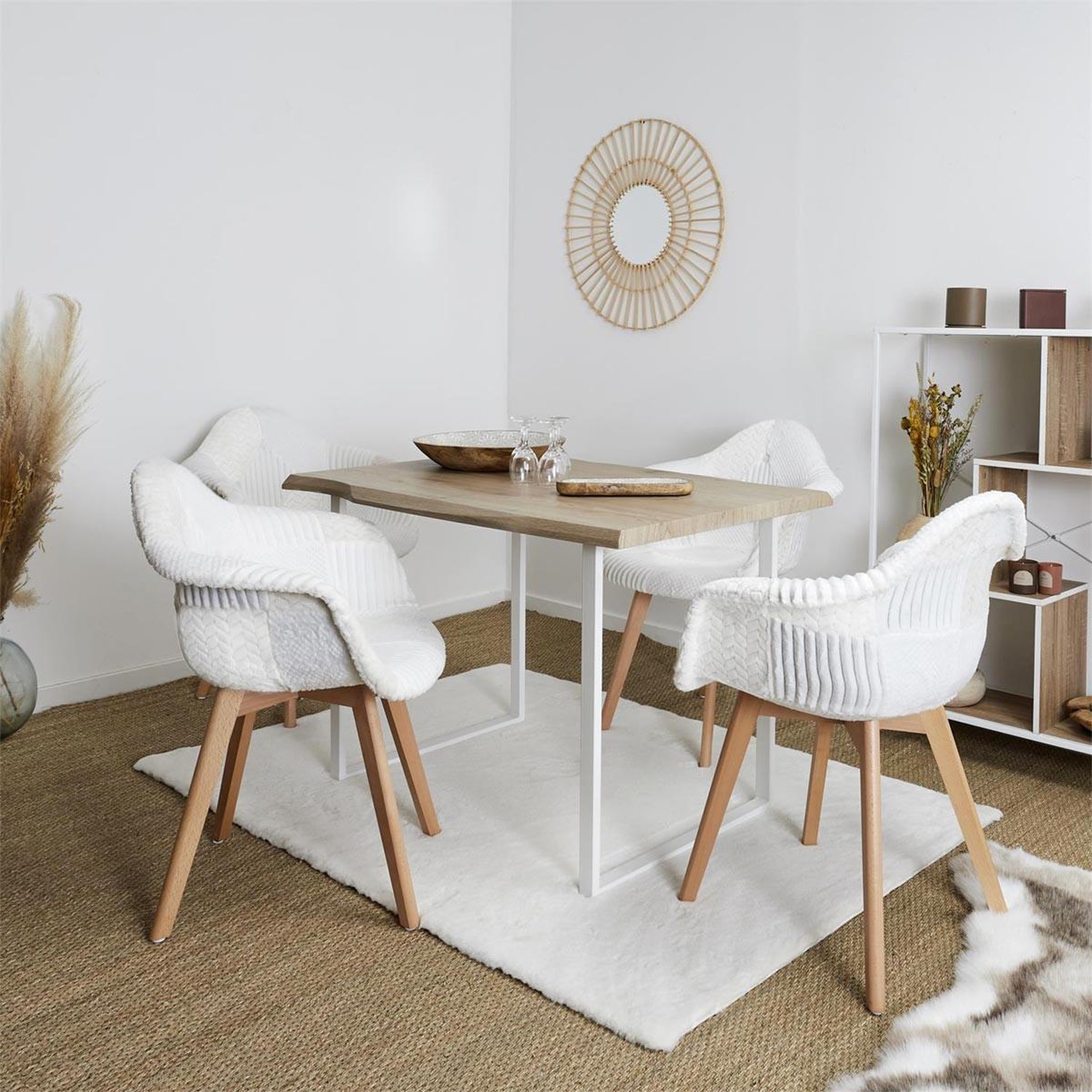 Voir la diapositive 2 : The Home Deco Factory Table de repas  forest  110cm naturel & blanc