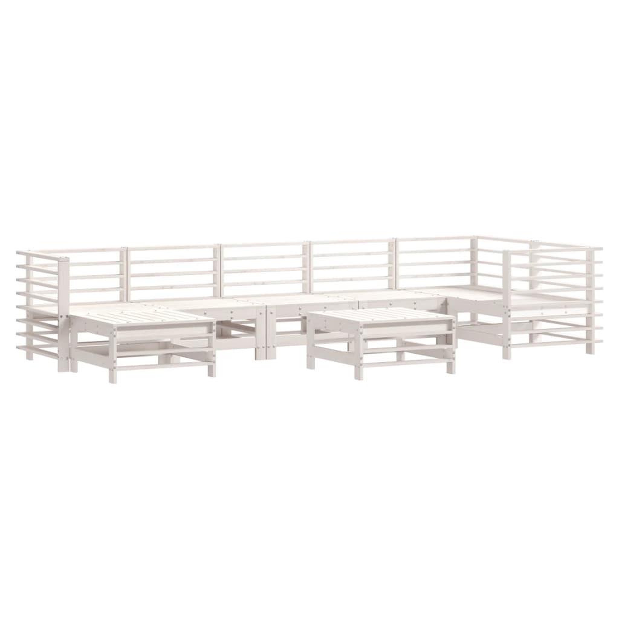 Voir la diapositive 3 : VIDAXL Salon de jardin 8 pcs avec coussins blanc bois massif