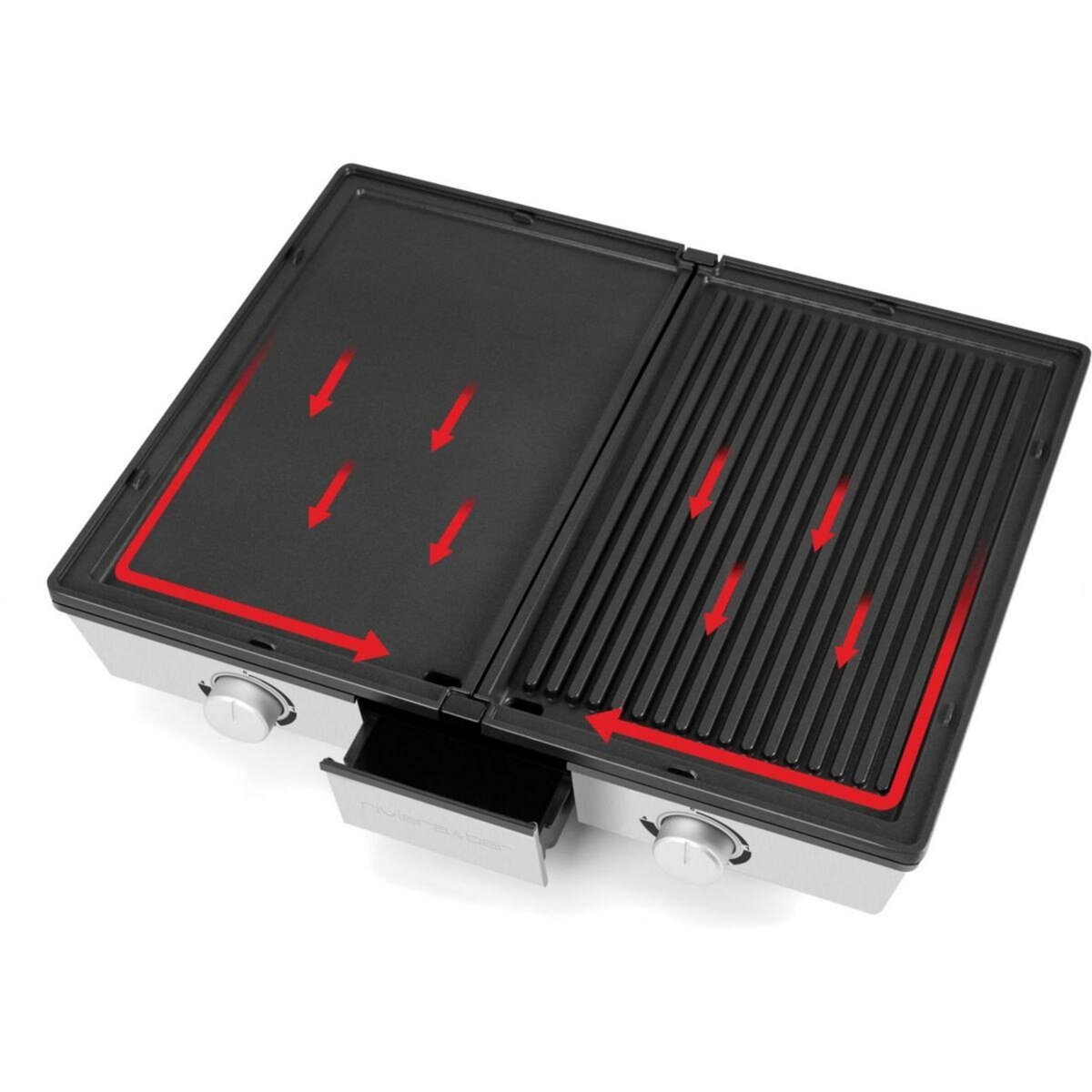 Riviera & Bar Plancha électrique PRO QPL800 inox 2 brûleurs à poser, 48x38 cm