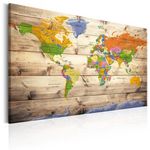 Paris Prix Tableau Imprimé  Map on Wood : Colourful Travels. Coloris disponibles : Multicolore