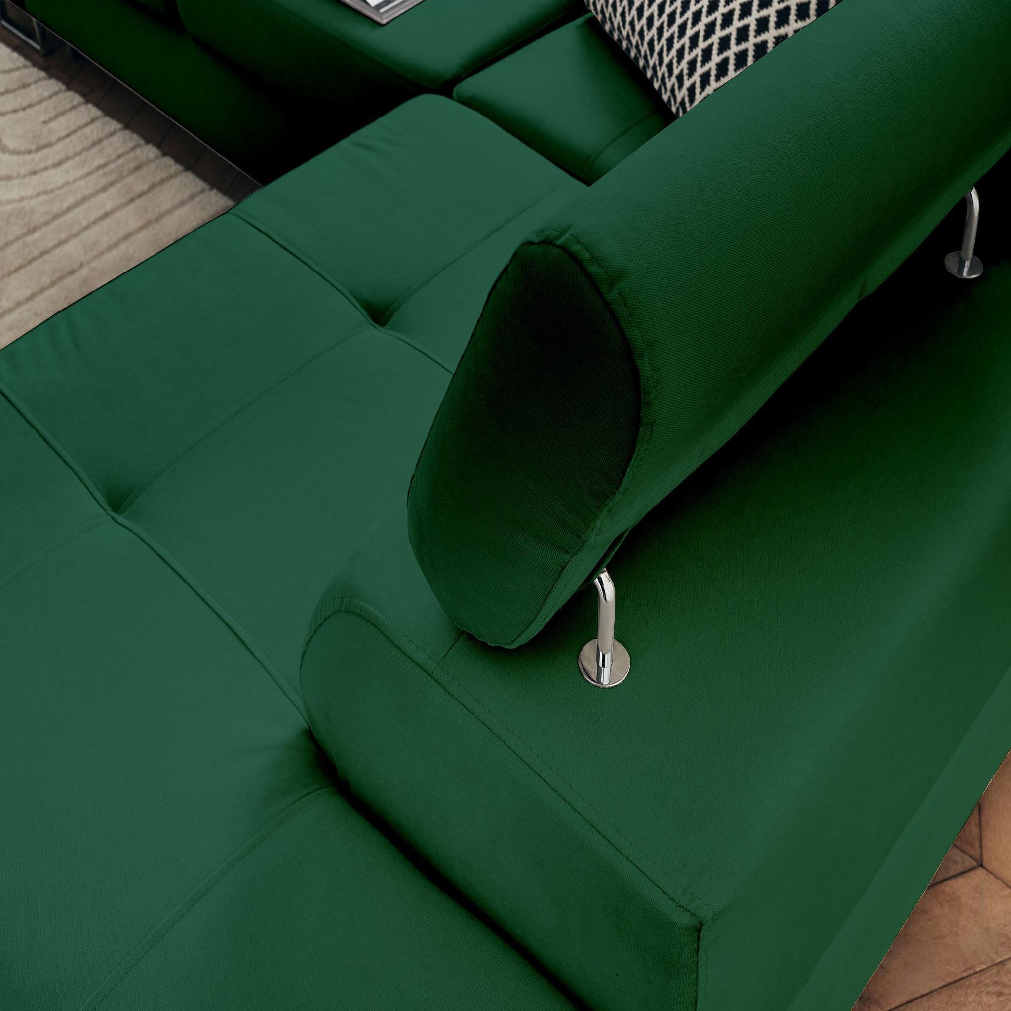 Voir la diapositive 5 : BEST MOBILIER Pablo - canapé d'angle droit - 5 places - convertible avec coffre et têtières réglables - en velours