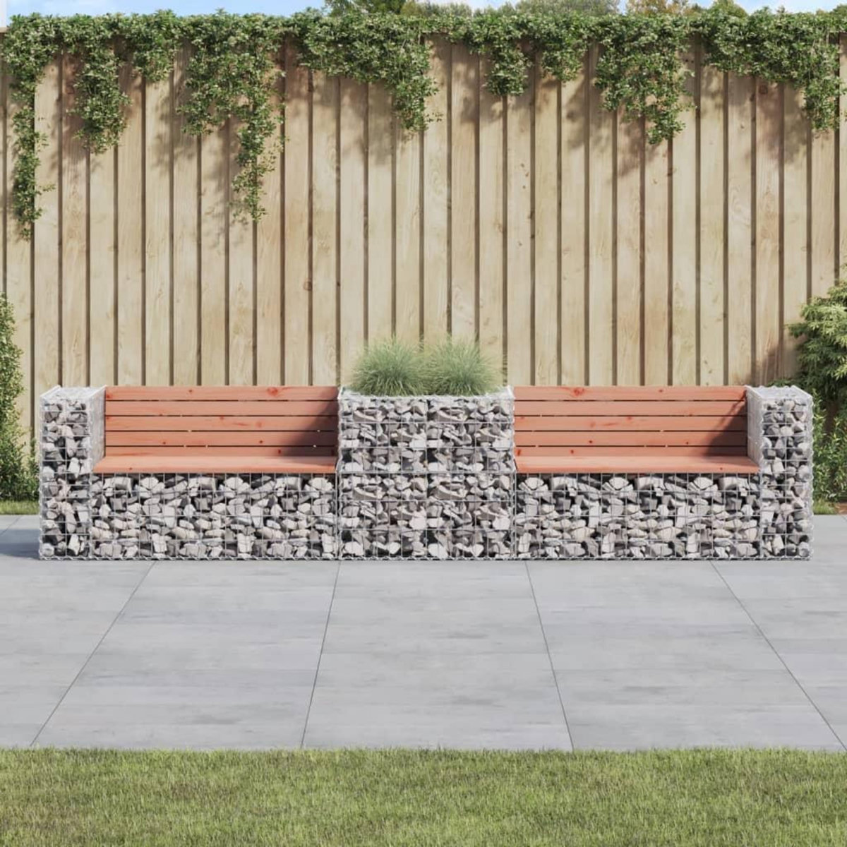VIDAXL Banc de jardin avec panier en gabion bois massif de douglas