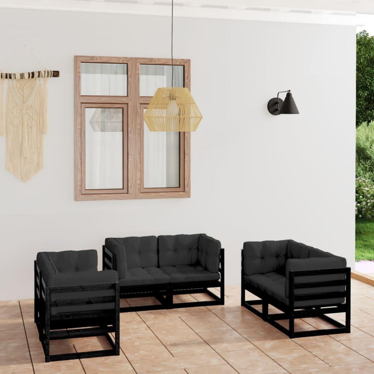 VIDAXL Salon de jardin 6 pcs avec coussins Bois de pin massif