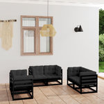 VIDAXL Salon de jardin 6 pcs avec coussins Bois de pin massif