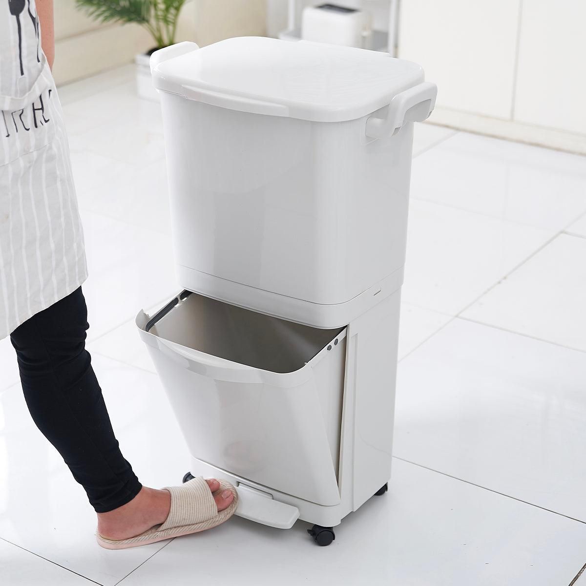 Kitchen move Poubelle de Tri Sélectif VALORIS Blanc Plastique 45L