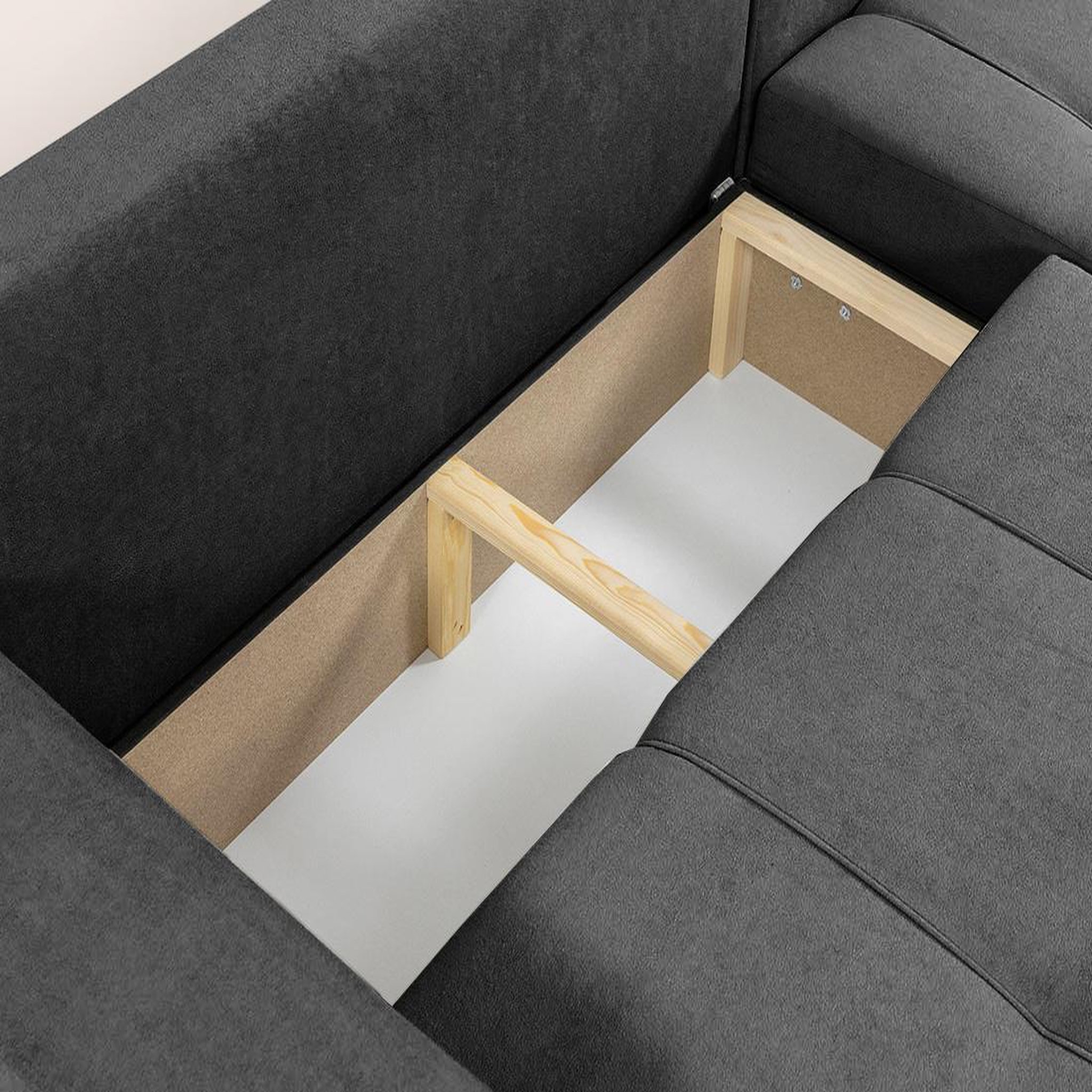 Voir la diapositive 6 : BEST MOBILIER Nicole - canapé d'angle réversible 4 places convertible avec coffre en tissu