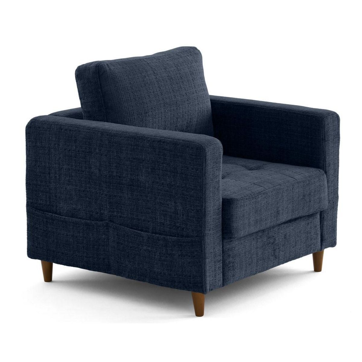 LISA DESIGN Anna - fauteuil avec poche en velours texturé - pieds en bois