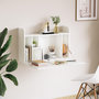 Voir la diapositive 2 : HOMCOM Bureau mural pliable - table murale rabattable - 5 niches, étagère - panneaux particules blanc