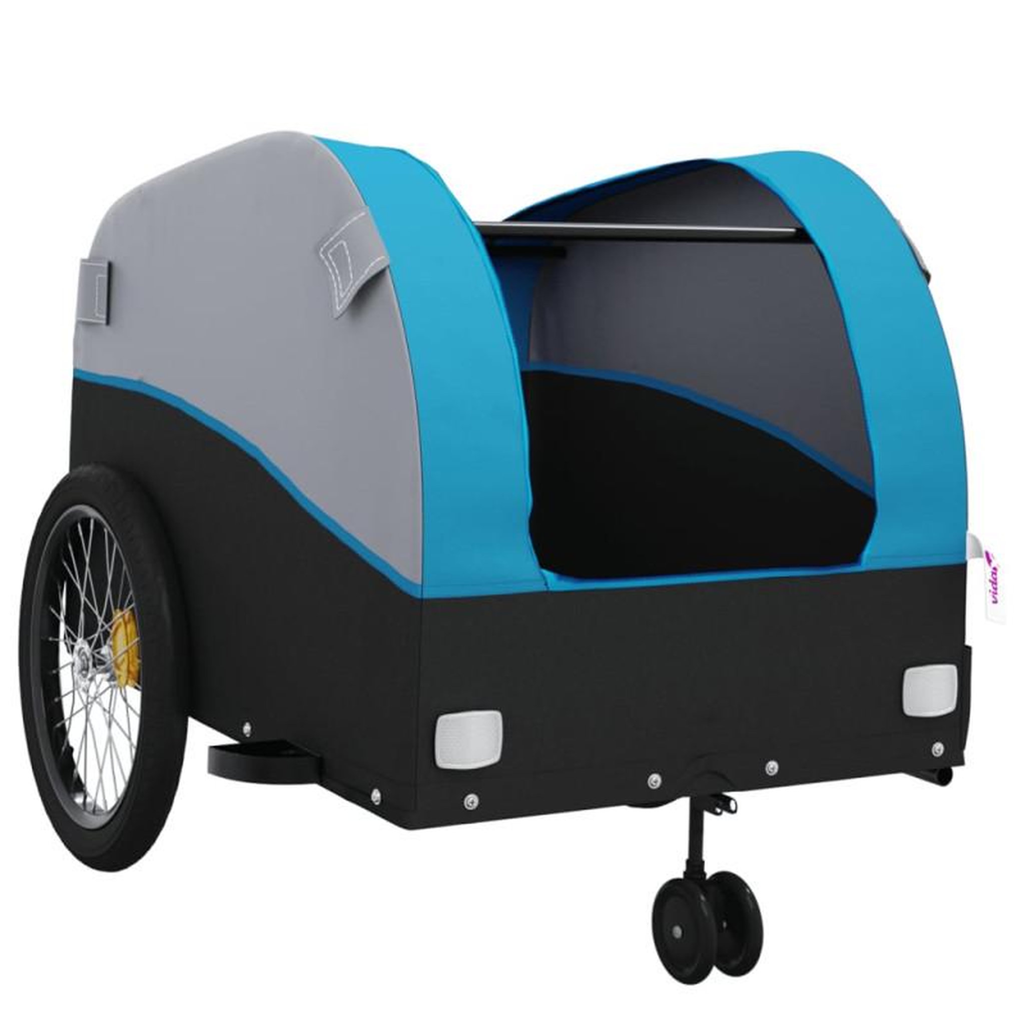 Voir la diapositive 5 : VIDAXL Remorque de vélo noir et bleu 45 kg fer