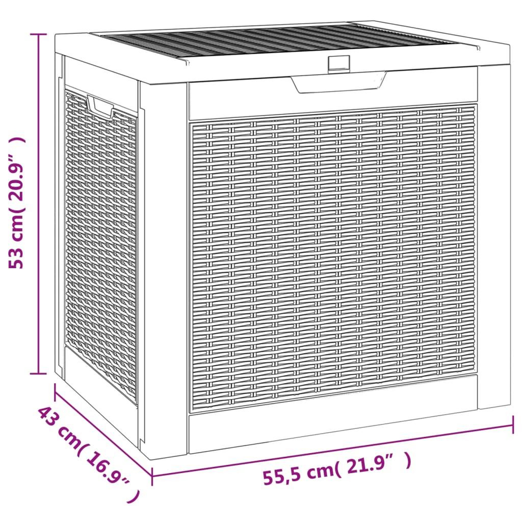 Voir la diapositive 6 : VIDAXL Boîte de stockage de jardin noir 55,5x43x53 cm polypropylene