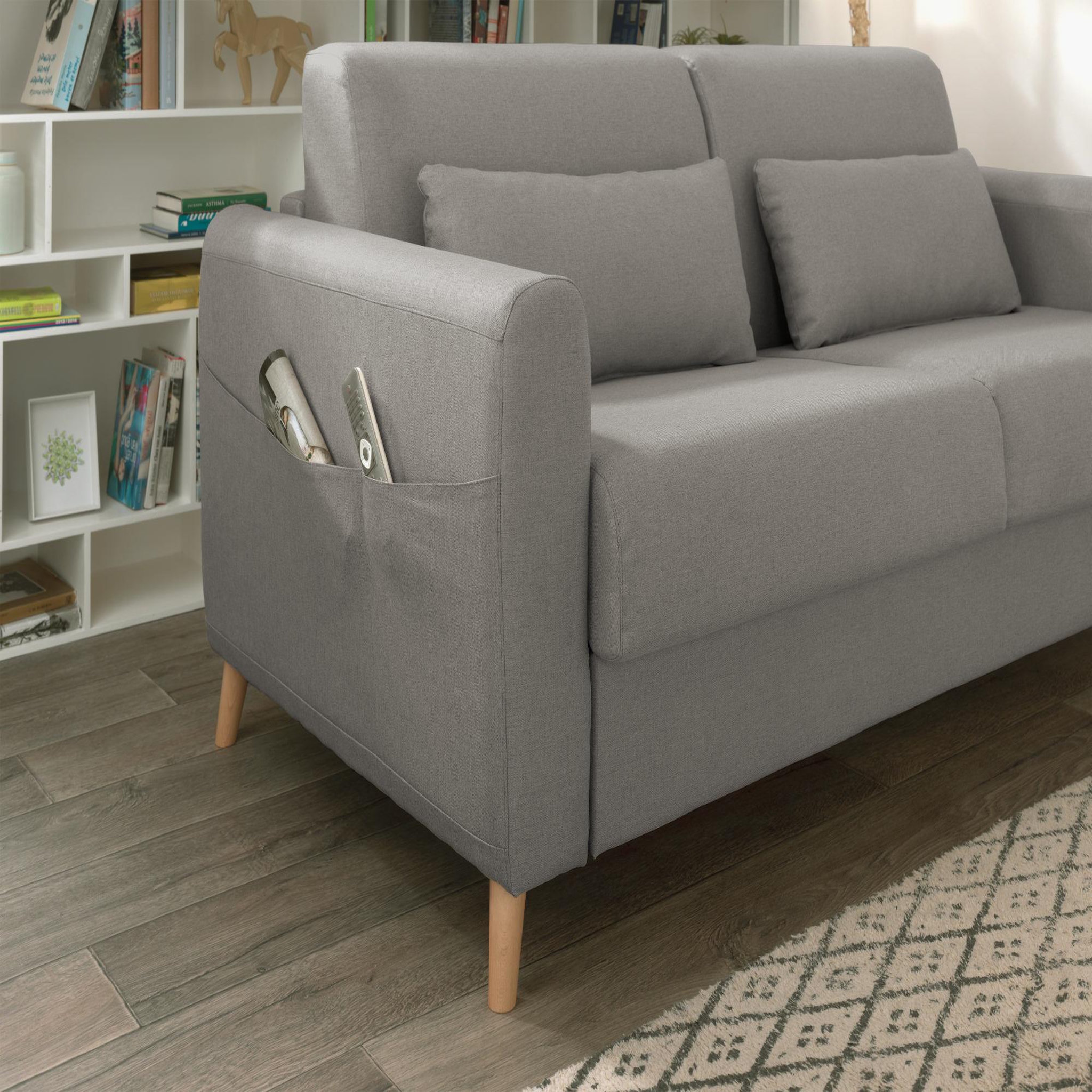 Voir la diapositive 5 : LISA DESIGN Timo - canapé 3 places convertible express couchage quotidien 140 cm matelas 12 cm en tissu