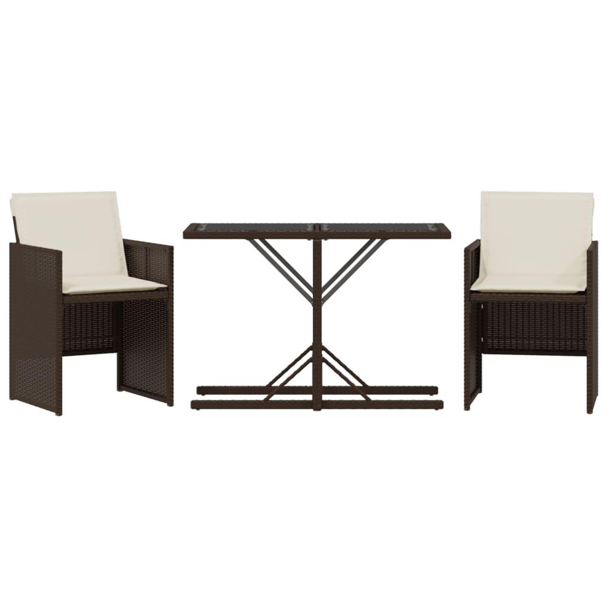 Voir la diapositive 2 : VIDAXL Ensemble de bistro 3 pcs avec coussins marron resine tressee