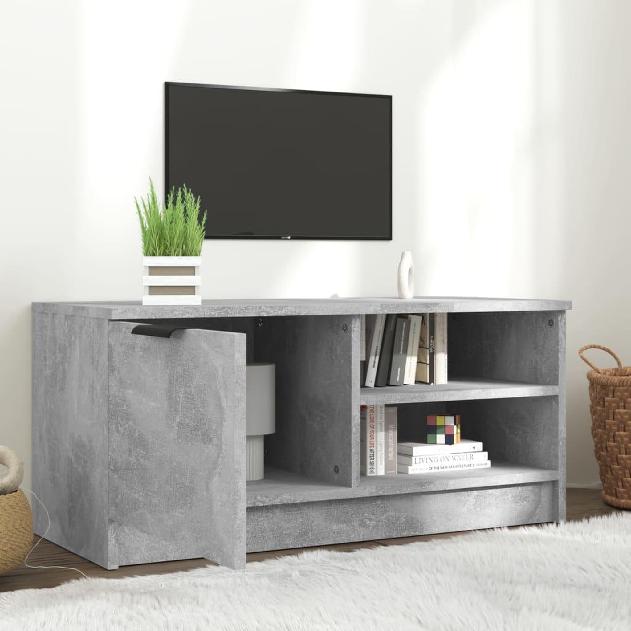 Voir la diapositive 3 : VIDAXL Meuble TV Gris beton 80x35x36,5 cm Bois d'ingenierie