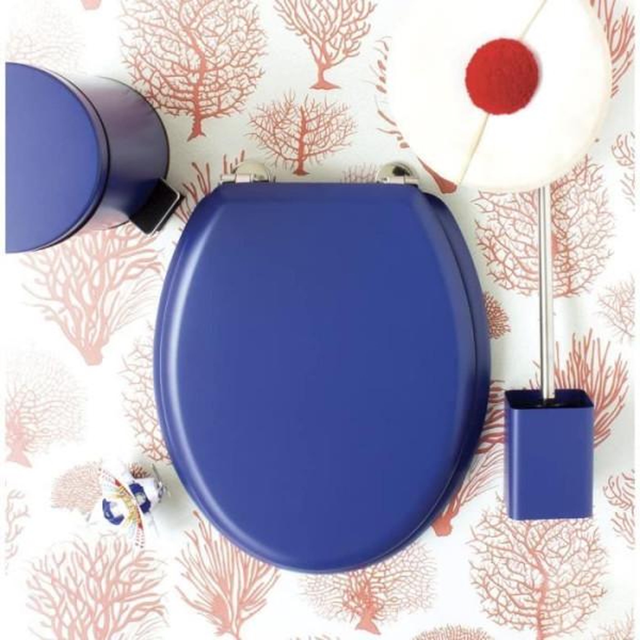 Voir la diapositive 4 : GELCO GELCO DESIGN Abattant WC Dolce - Charnieres inox - Bois moulé - Bleu marine