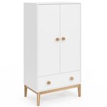 ID MARKET Armoire enfant 2 portes JACOB avec tiroir blanc et bois