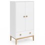 Voir la diapositive 1 : ID MARKET Armoire enfant 2 portes JACOB avec tiroir blanc et bois