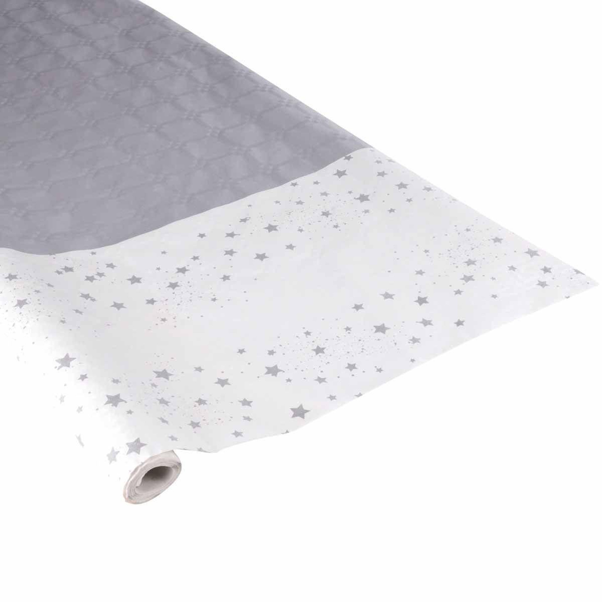 HOMEA Nappe papier  damassée étoile  1,18x5m argent