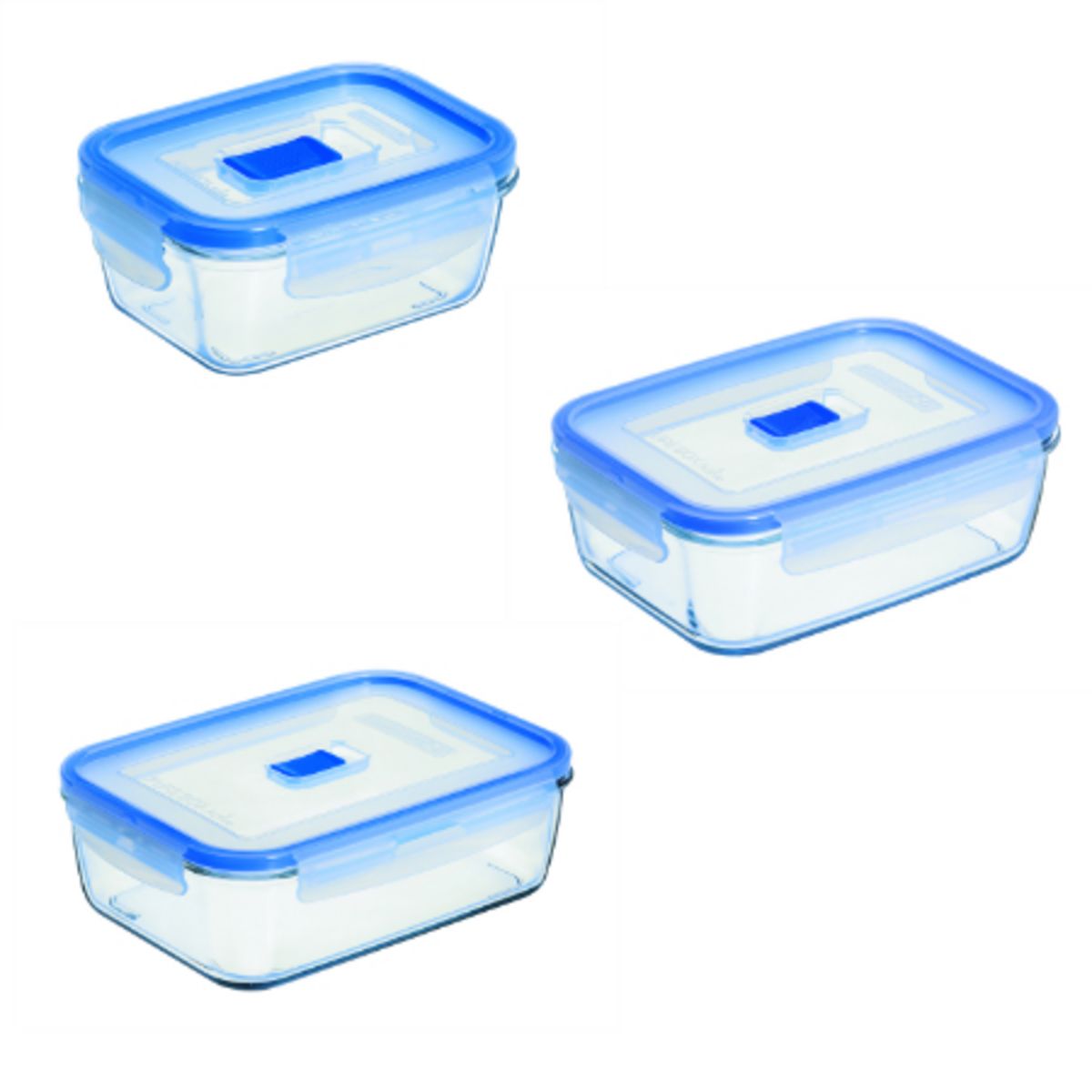 LUMINARC PURE BOX ACTIVE Set 3 boîtes rectangles 38 + 82 + 122cl