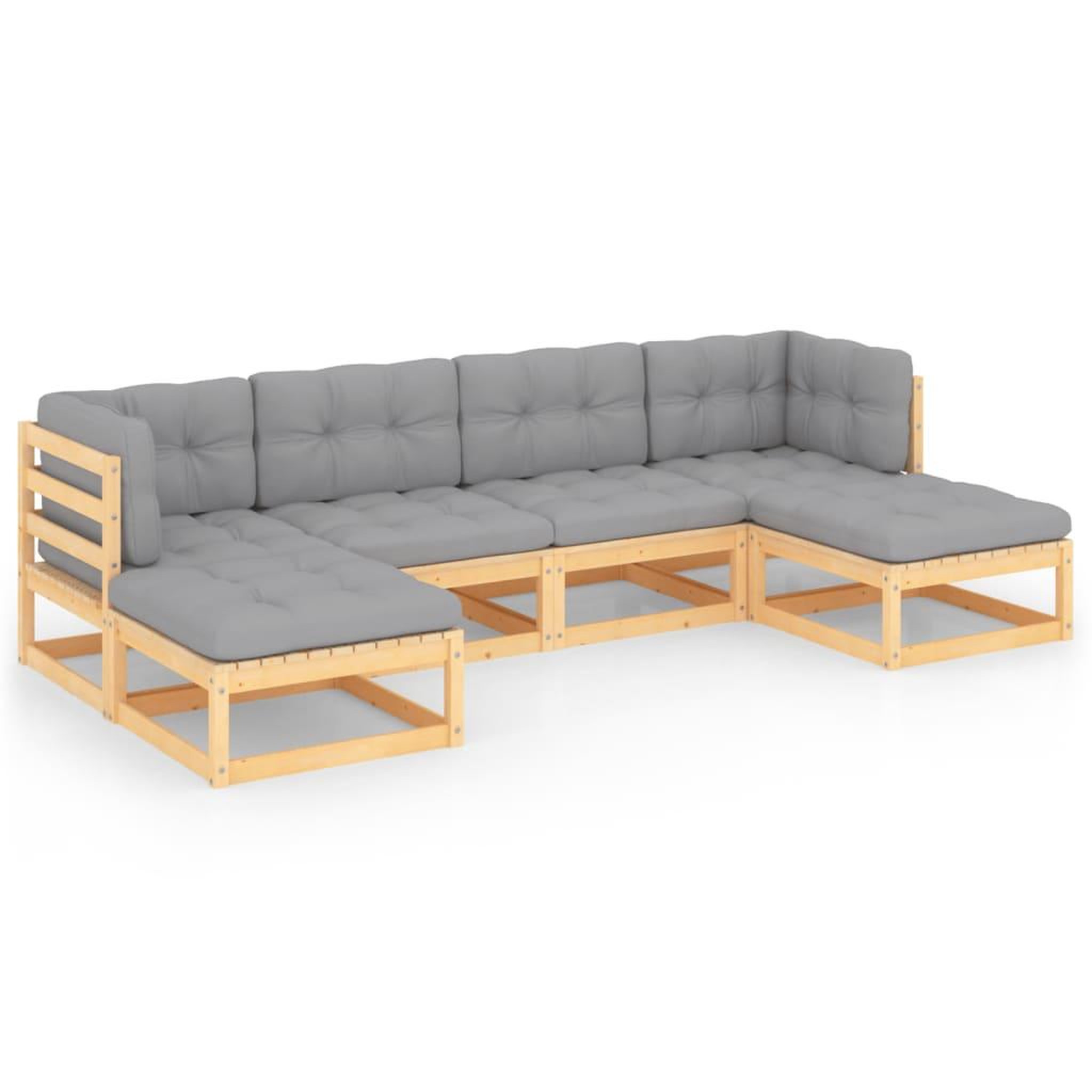 Voir la diapositive 2 : VIDAXL Salon de jardin 6 pcs avec coussins Bois de pin massif
