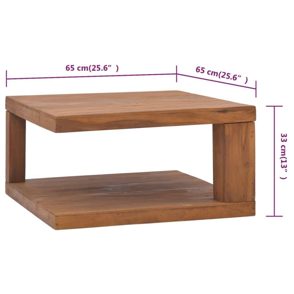 VIDAXL Table basse 65x65x33 cm Bois de teck solide