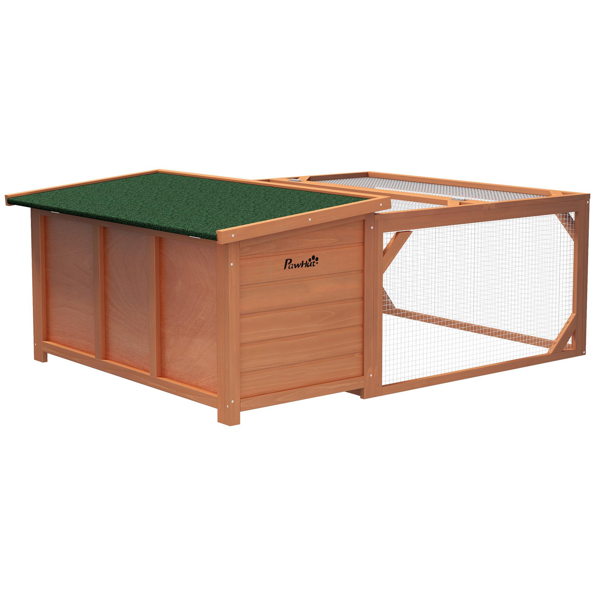 PAWHUT Clapier extérieur double espace niche couverte et enclos bois