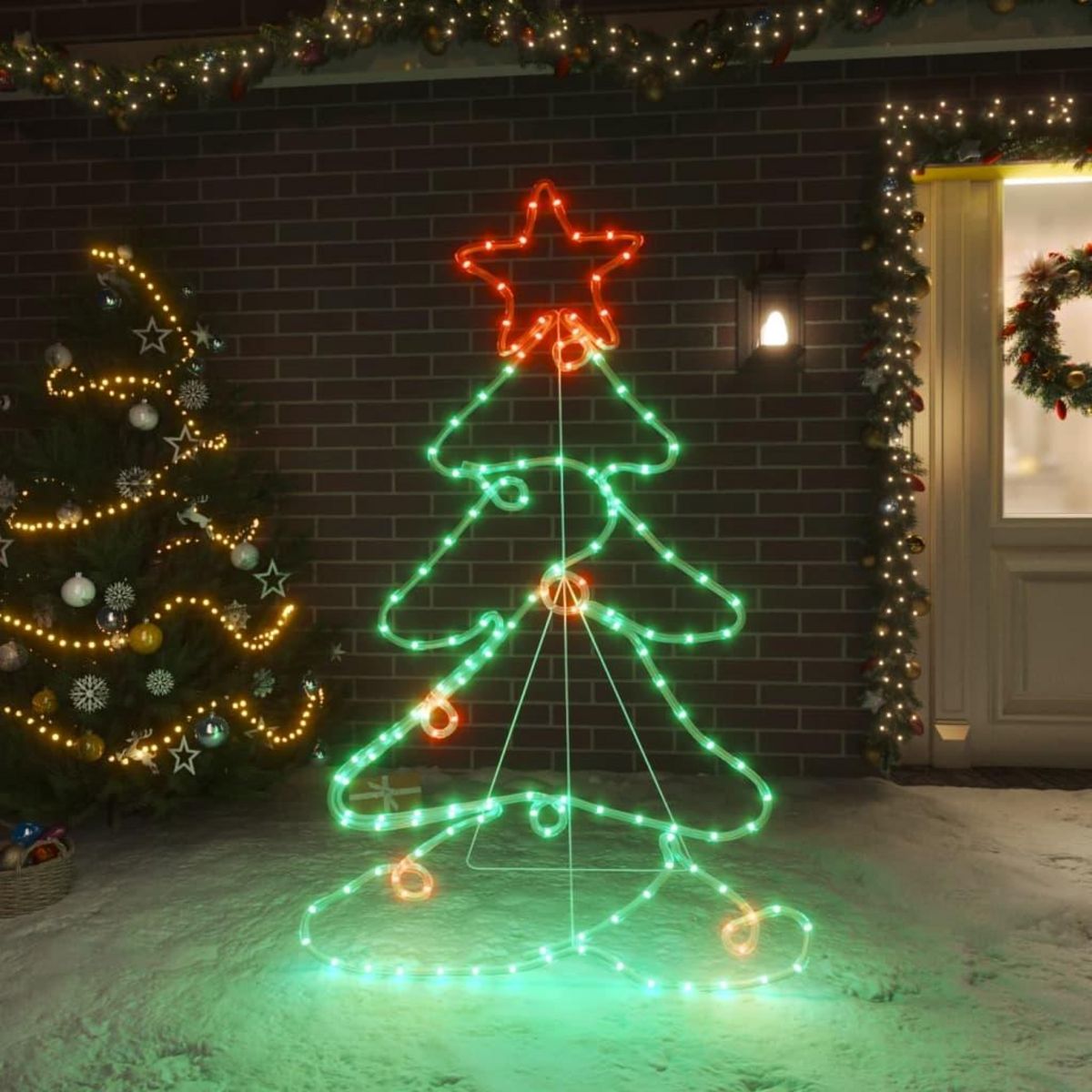 VIDAXL Figurine d'arbre de Noël avec 144 LED 88x56 cm