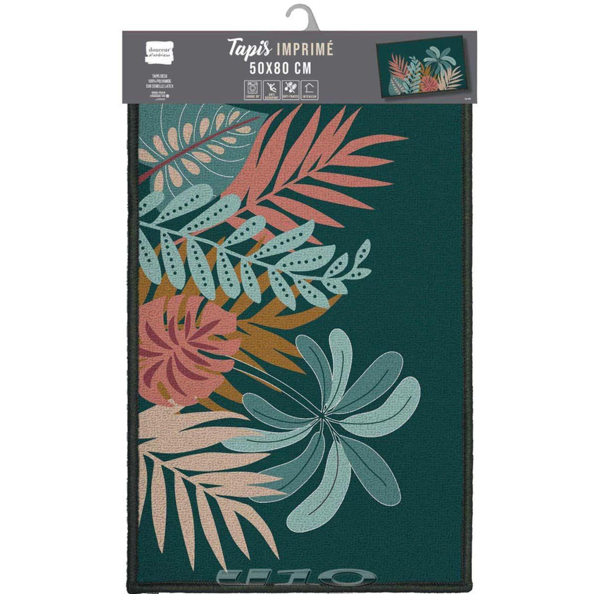 Voir la diapositive 2 : Douceur d'Intérieur Tapis déco imprimé  jacala  50x80cm bleu