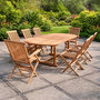 Voir la diapositive 2 : CONCEPT USINE Salon de jardin Teck 10 places Table ovale 6 chaises 2 fauteuils KAJANG