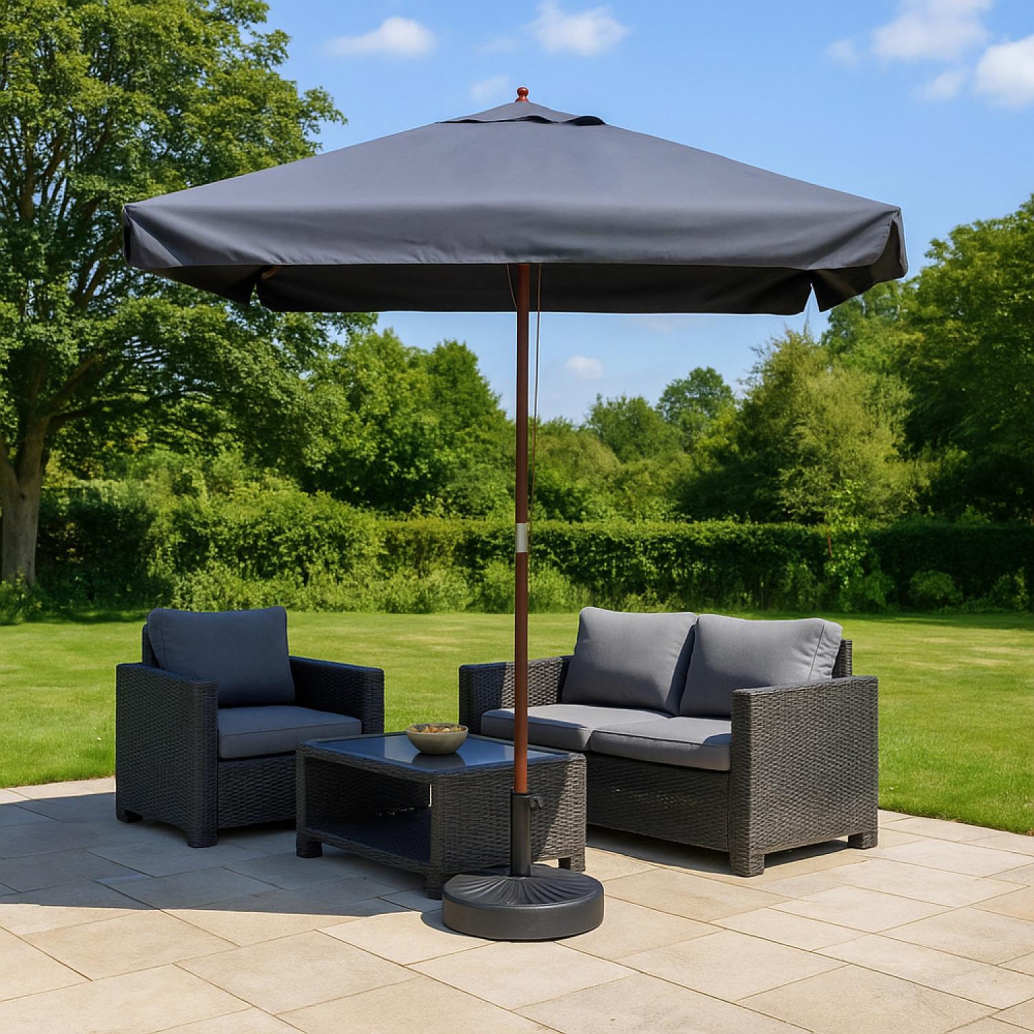 Voir la diapositive 4 : CONCEPT USINE Parasol gris droit rond 3 x 3 m palawan