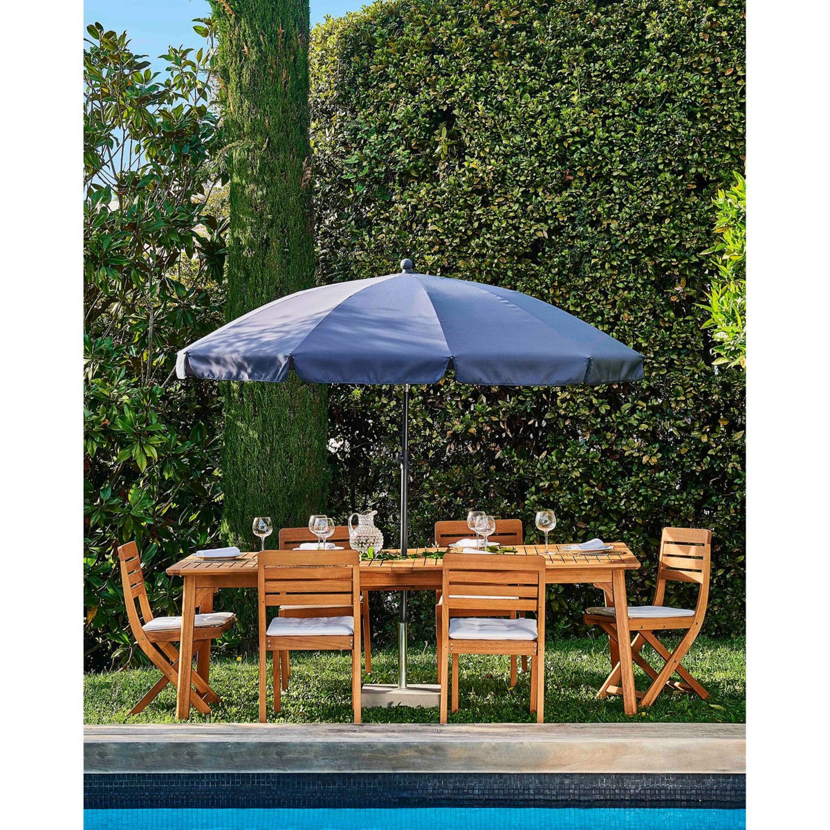 Parasol droit diam 2.5m gris anthracite ELENA 2