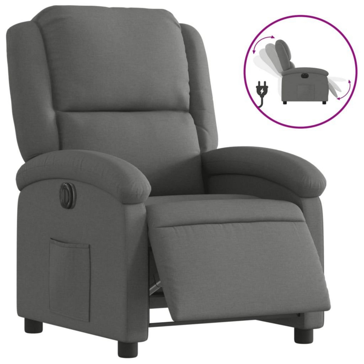 VIDAXL Fauteuil inclinable electrique Gris fonce Tissu